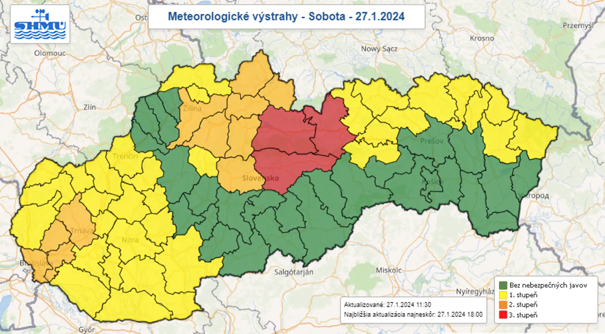 Výstrahy na sobotu 27. januára