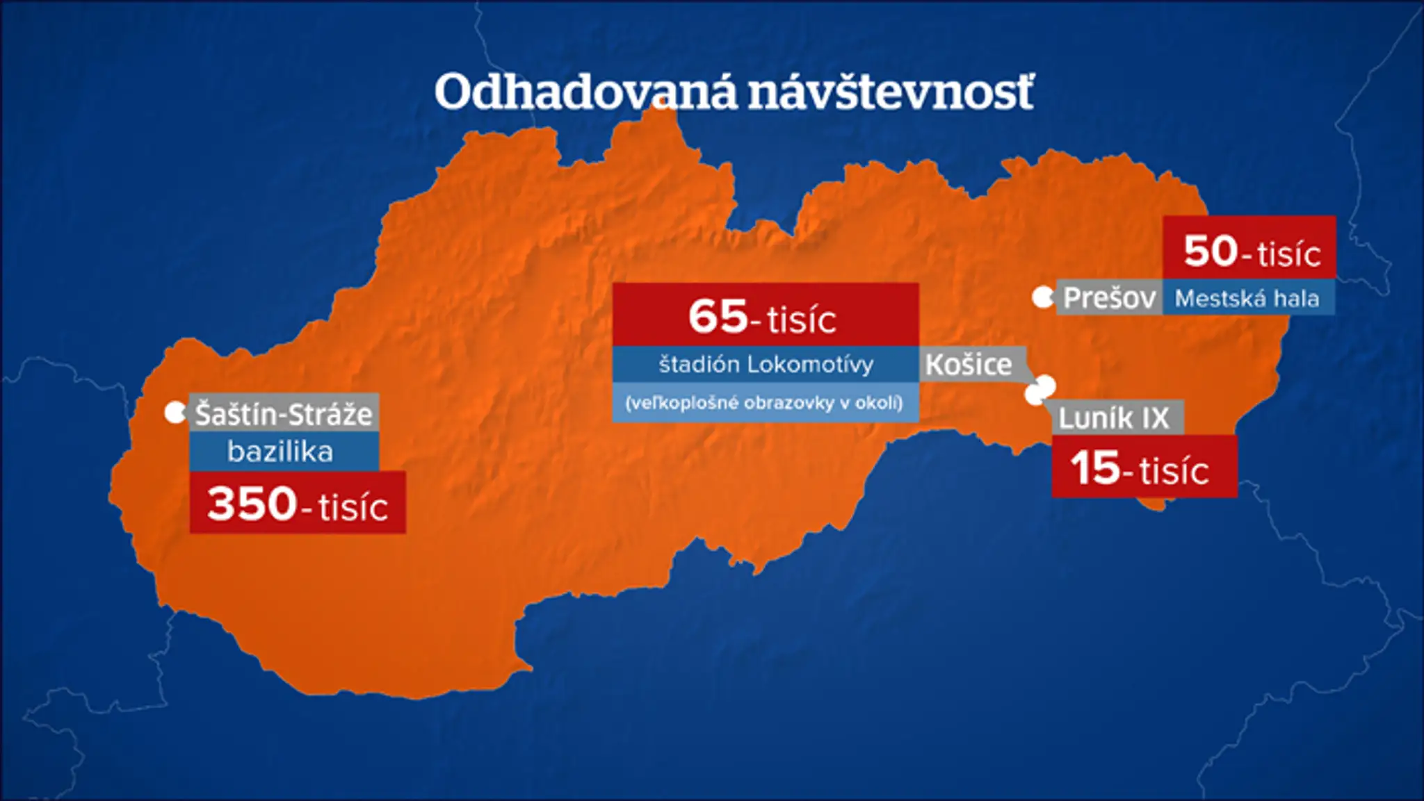 Miesta, ktoré navštívi pápež František.