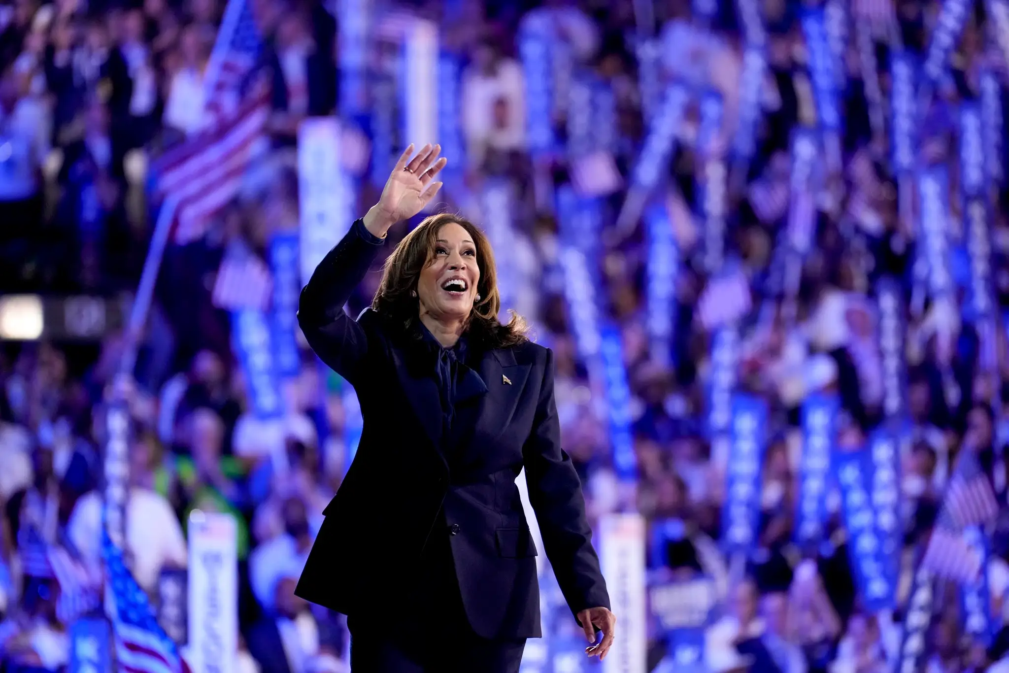 Kamala Harrisová počas zrazu Demokratickej strany v Chicagu.