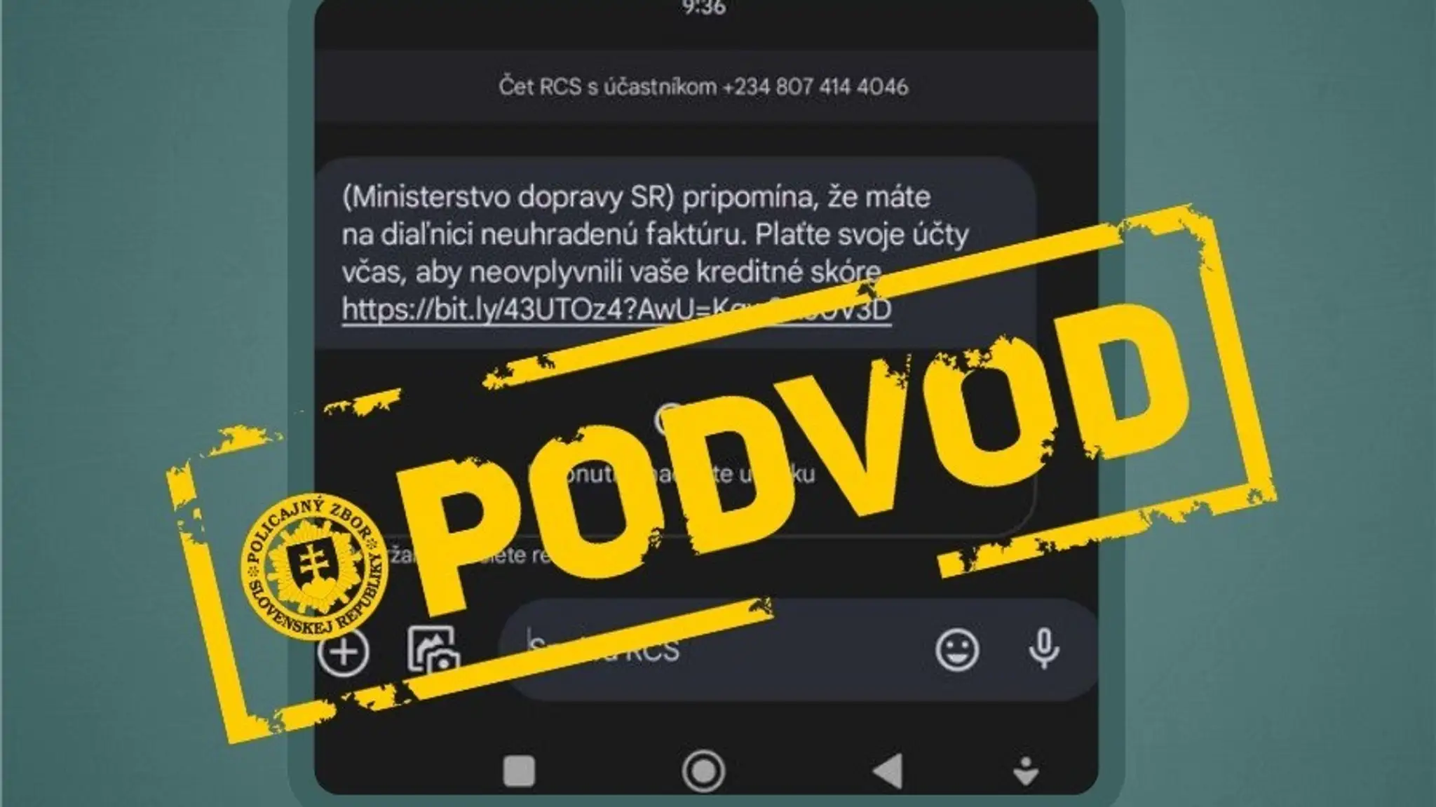 Podvodná SMS správa.