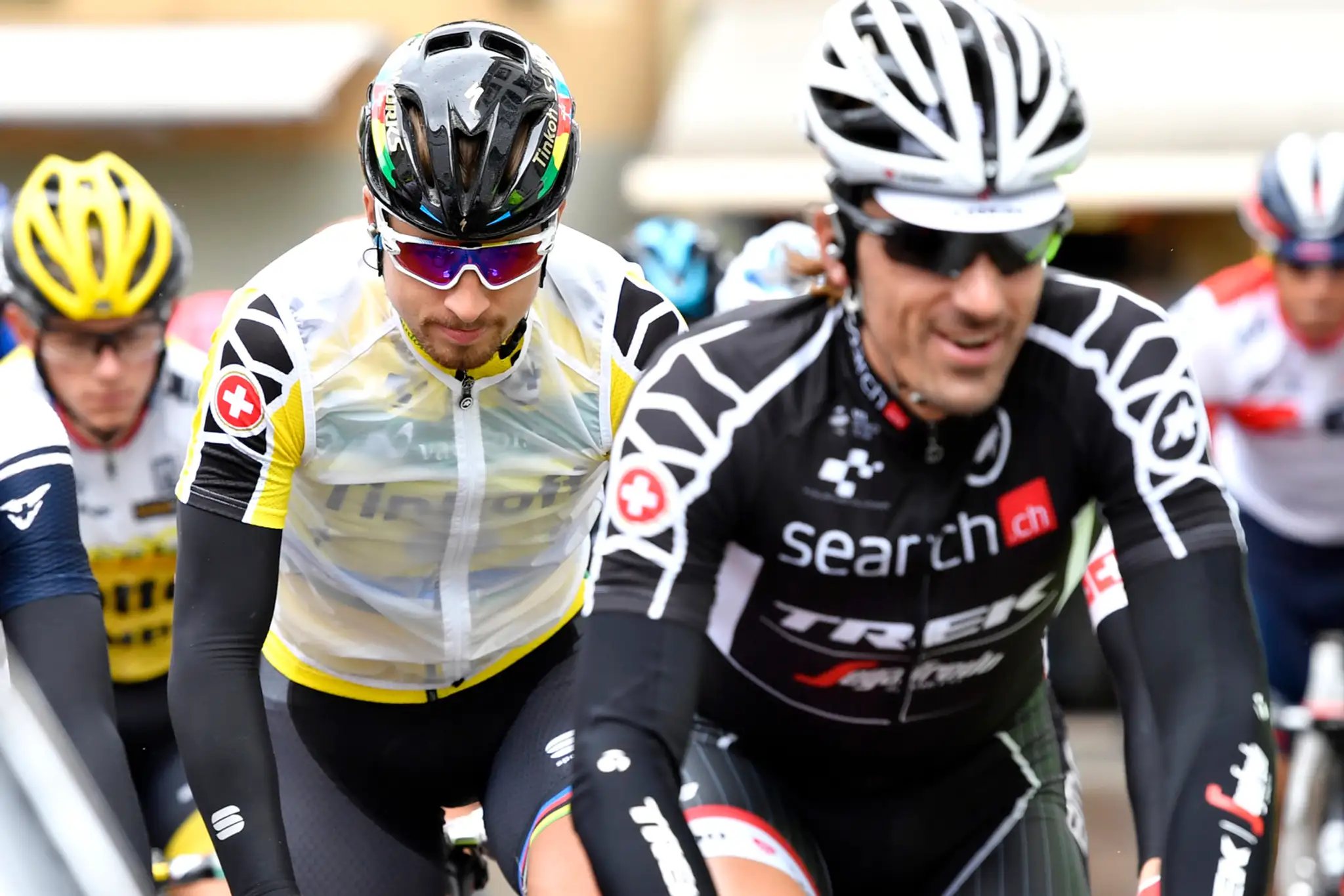 Peter Sagan a Fabian Cancellara počas štvrtej etapy cyklistických pretekov Okolo Švajčiarska