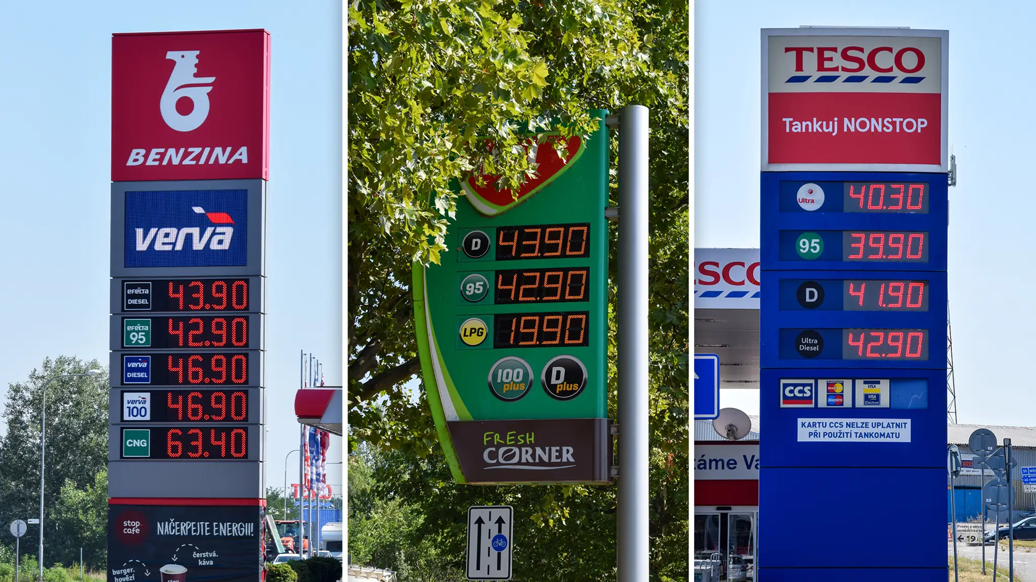 Porovnanie cien na benzínkach v Břeclavi
