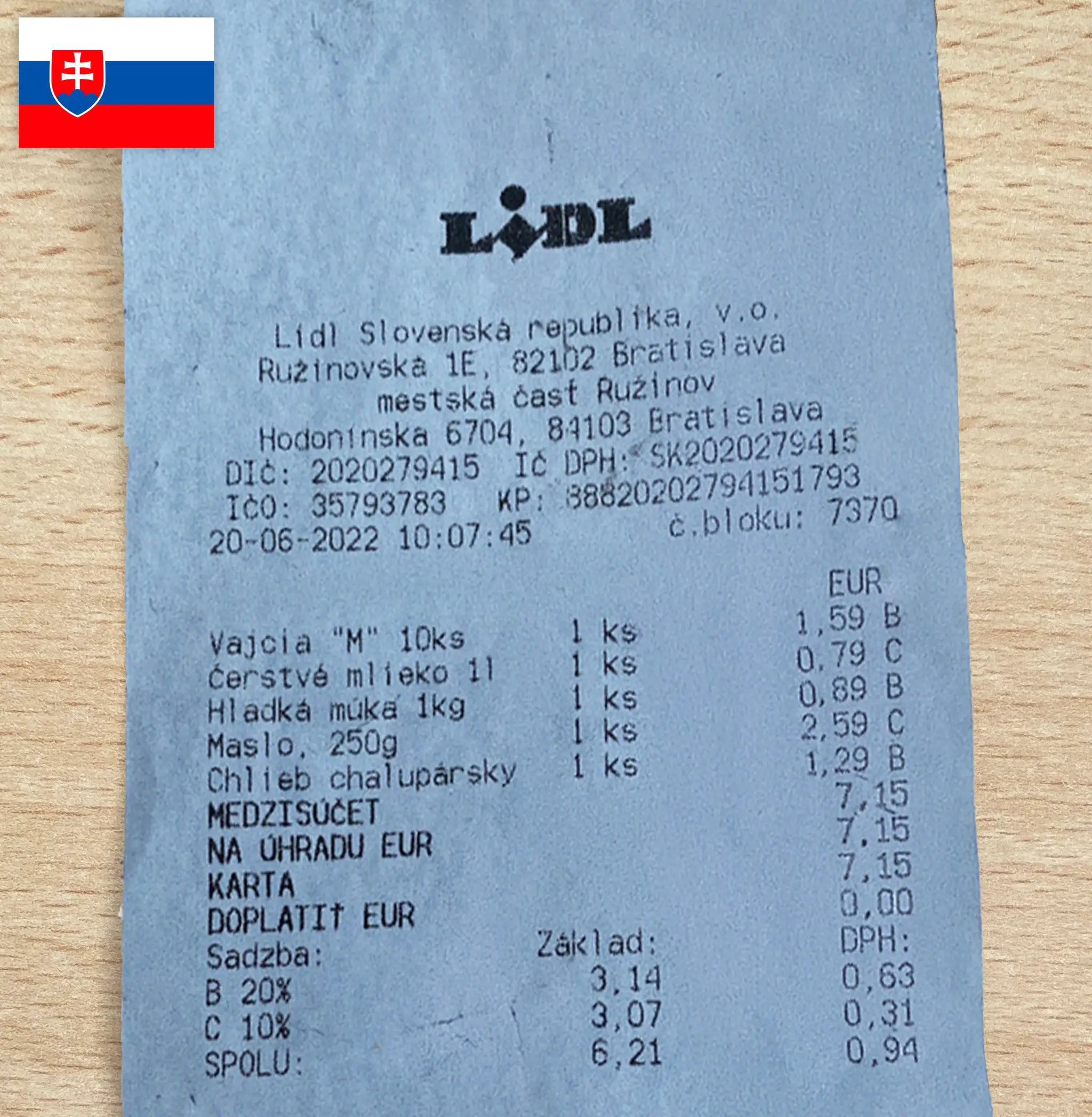 Bloček za potraviny na Slovensku