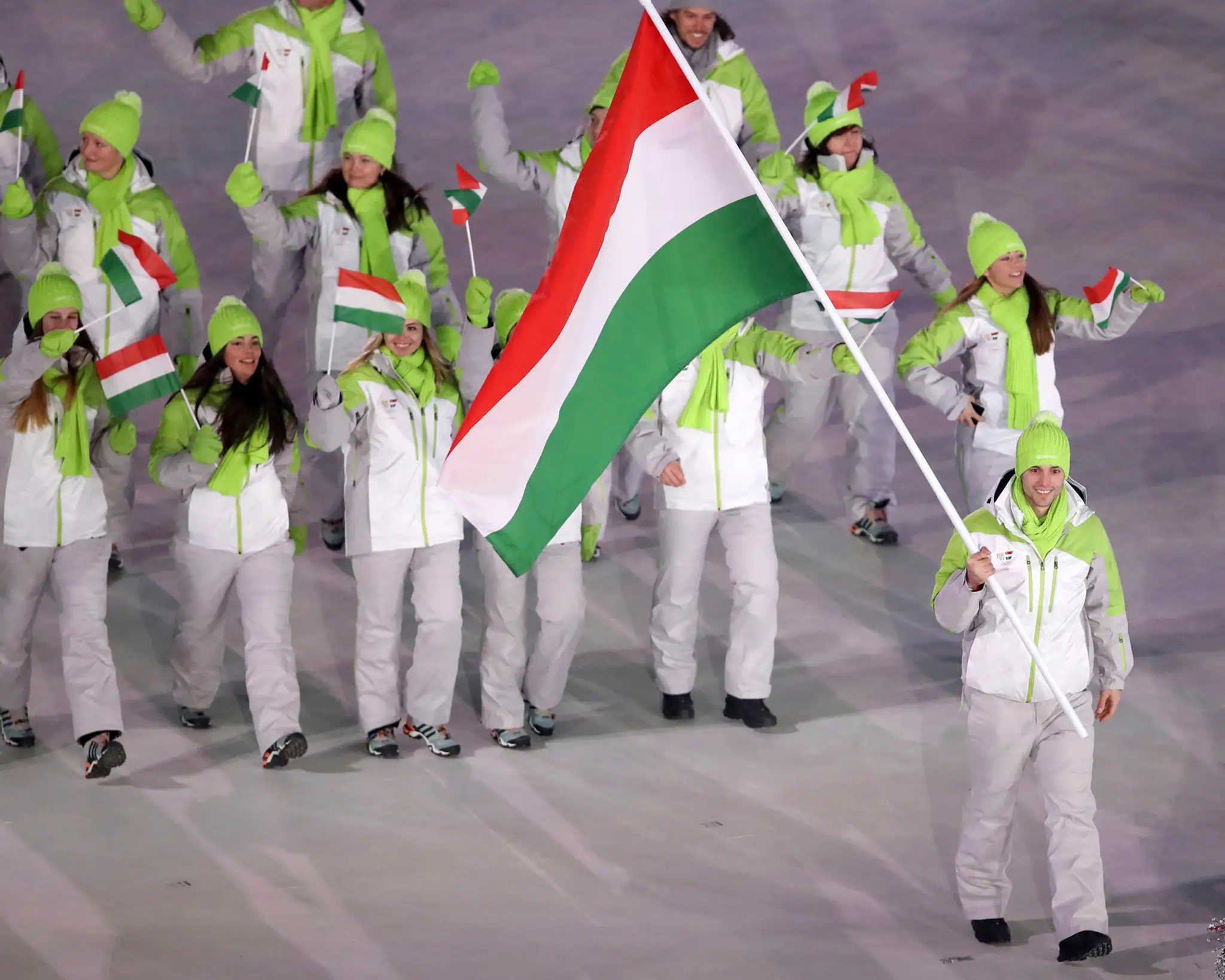 Talianska olympijská výprava na otváracom ceremoniáli ZOH 2018.