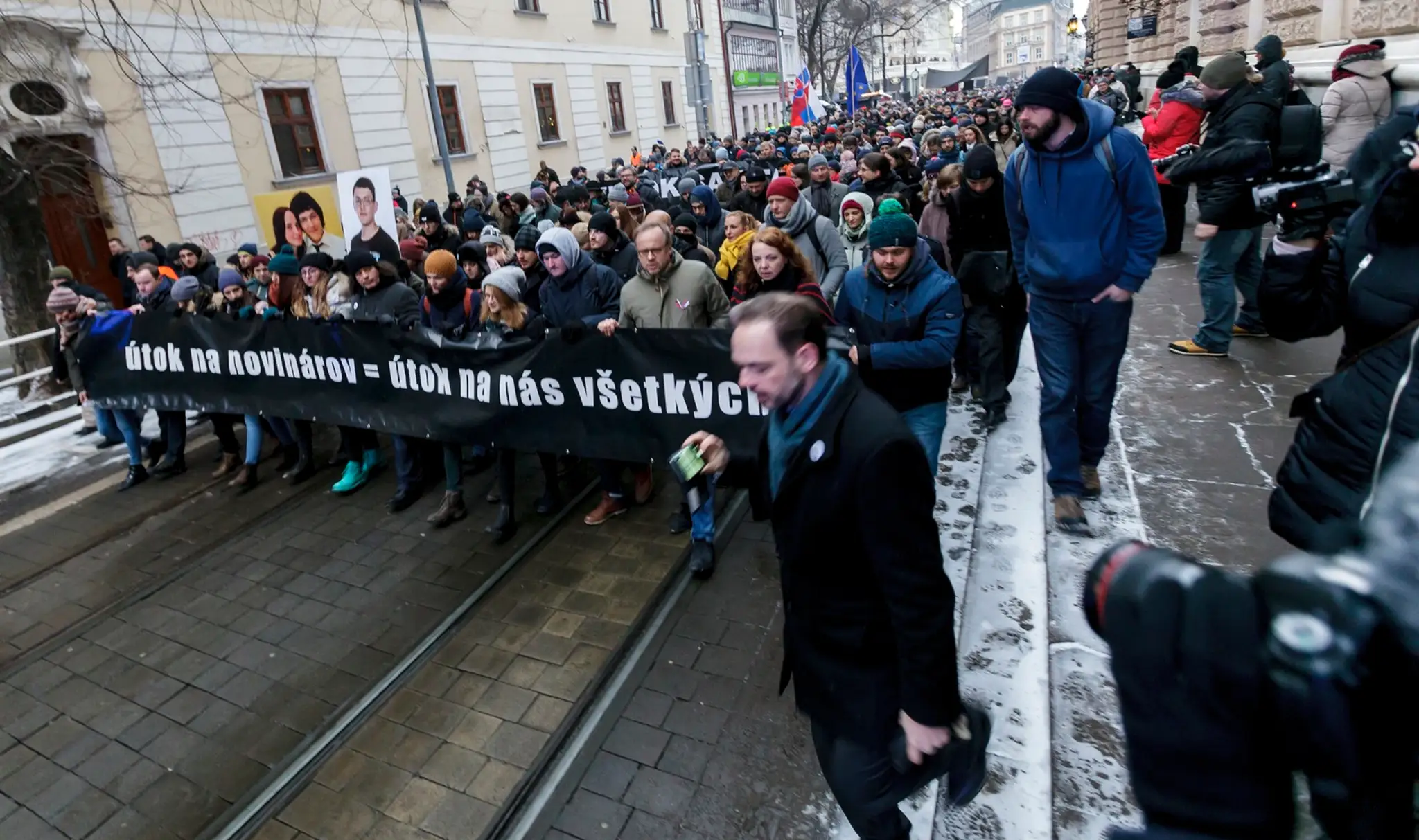 Na snímke pietny spomienkový pochod na zavraždeného novinára Jána Kuciaka a jeho partnerku Martinu Kušnírovú (archívna snímka)