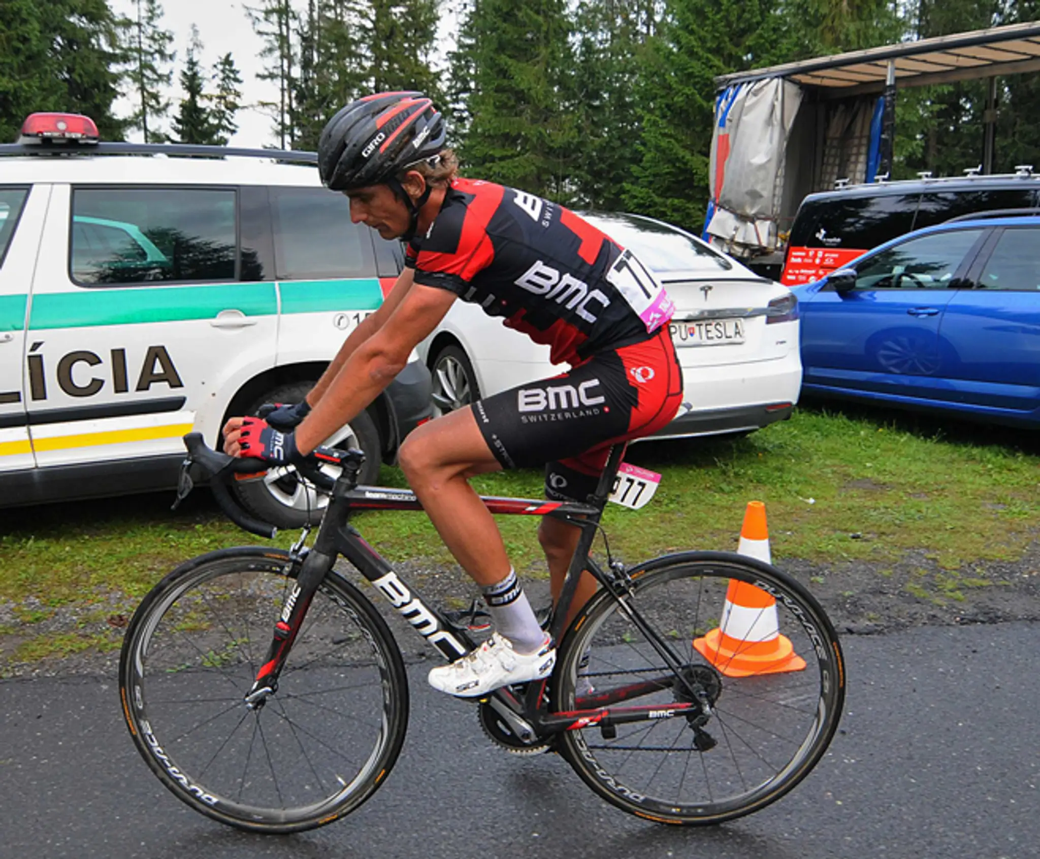 Peter Velits po dojazde do cieľa 5. etapy cyklistických pretekov Okolo Poľska zo Zakopaného na Štrbské Pleso.