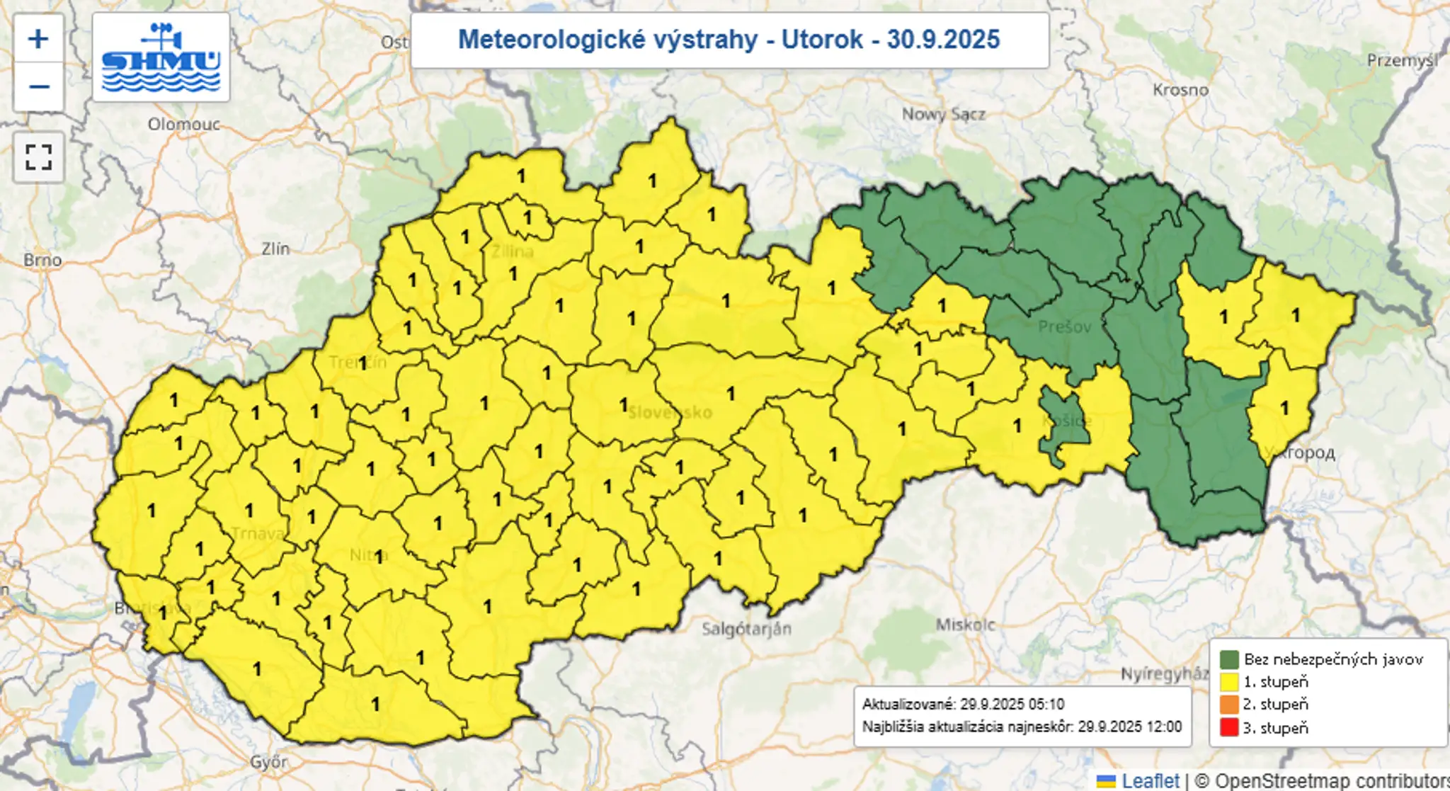 Výstraha - Mráz vo vegetačnom období
