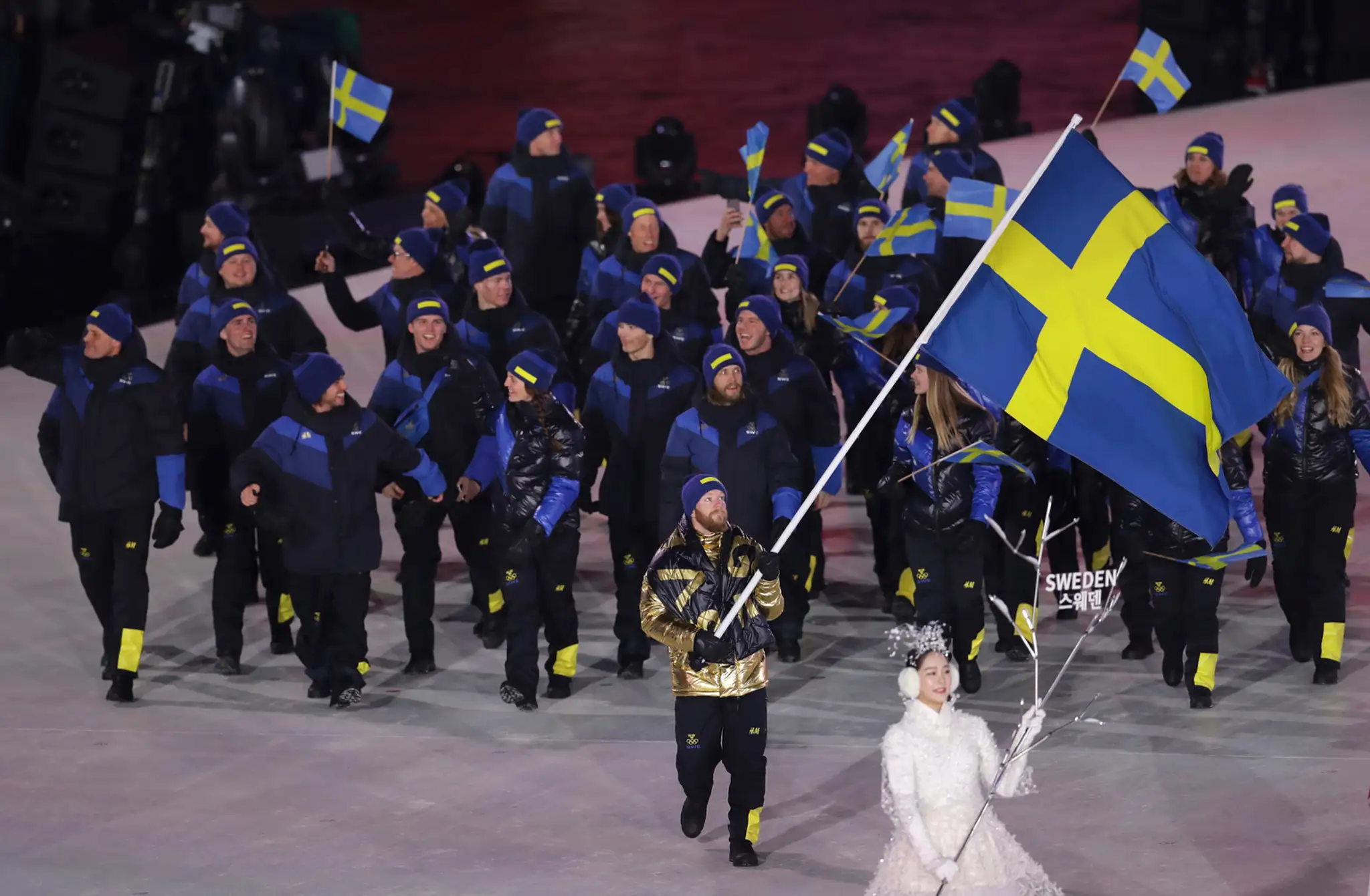 Estónska výprava na otváracom ceremoniáli ZOH 2018.