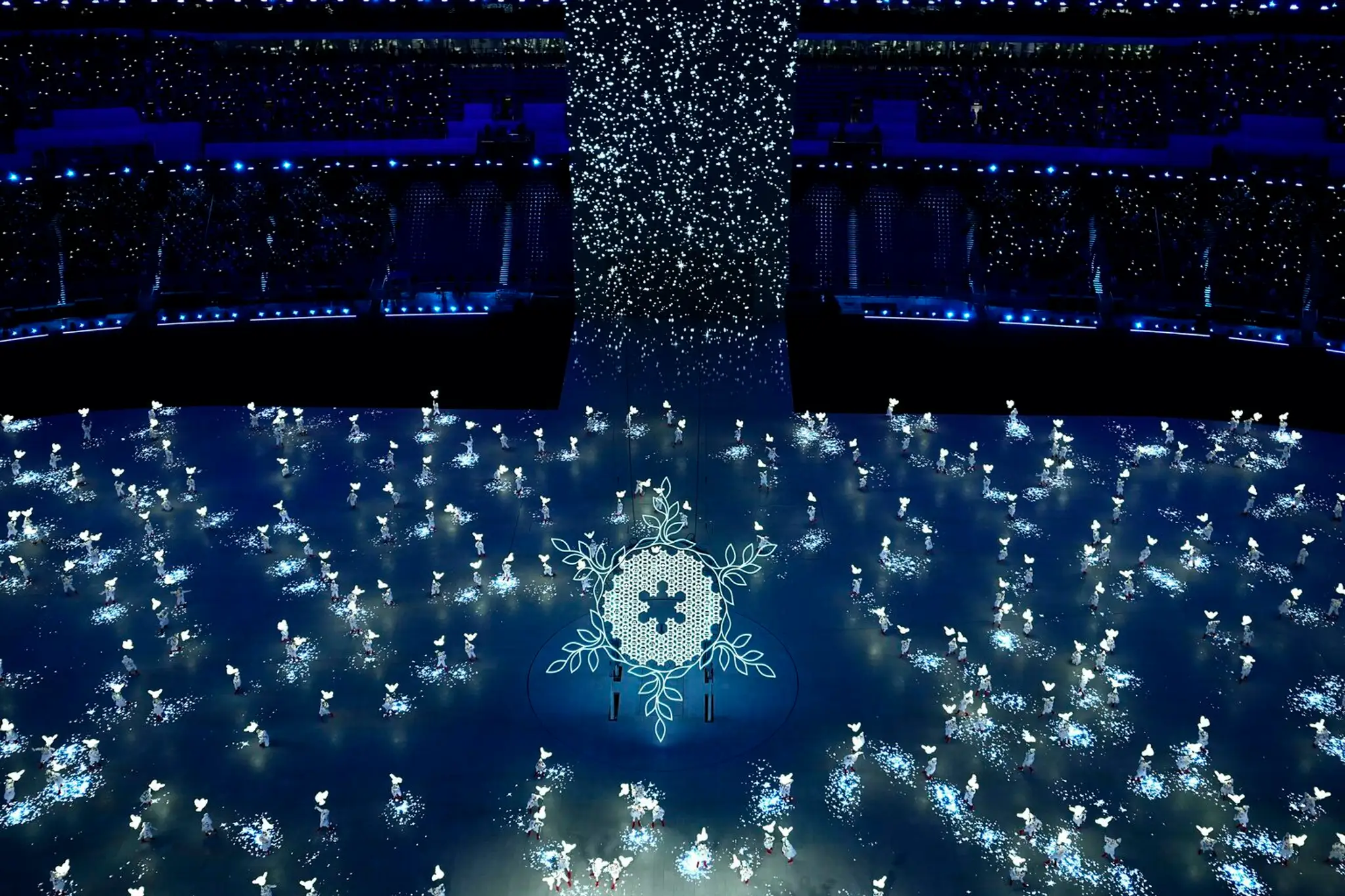 Tanečníci počas otváracieho ceremoniálu ZOH 2022.