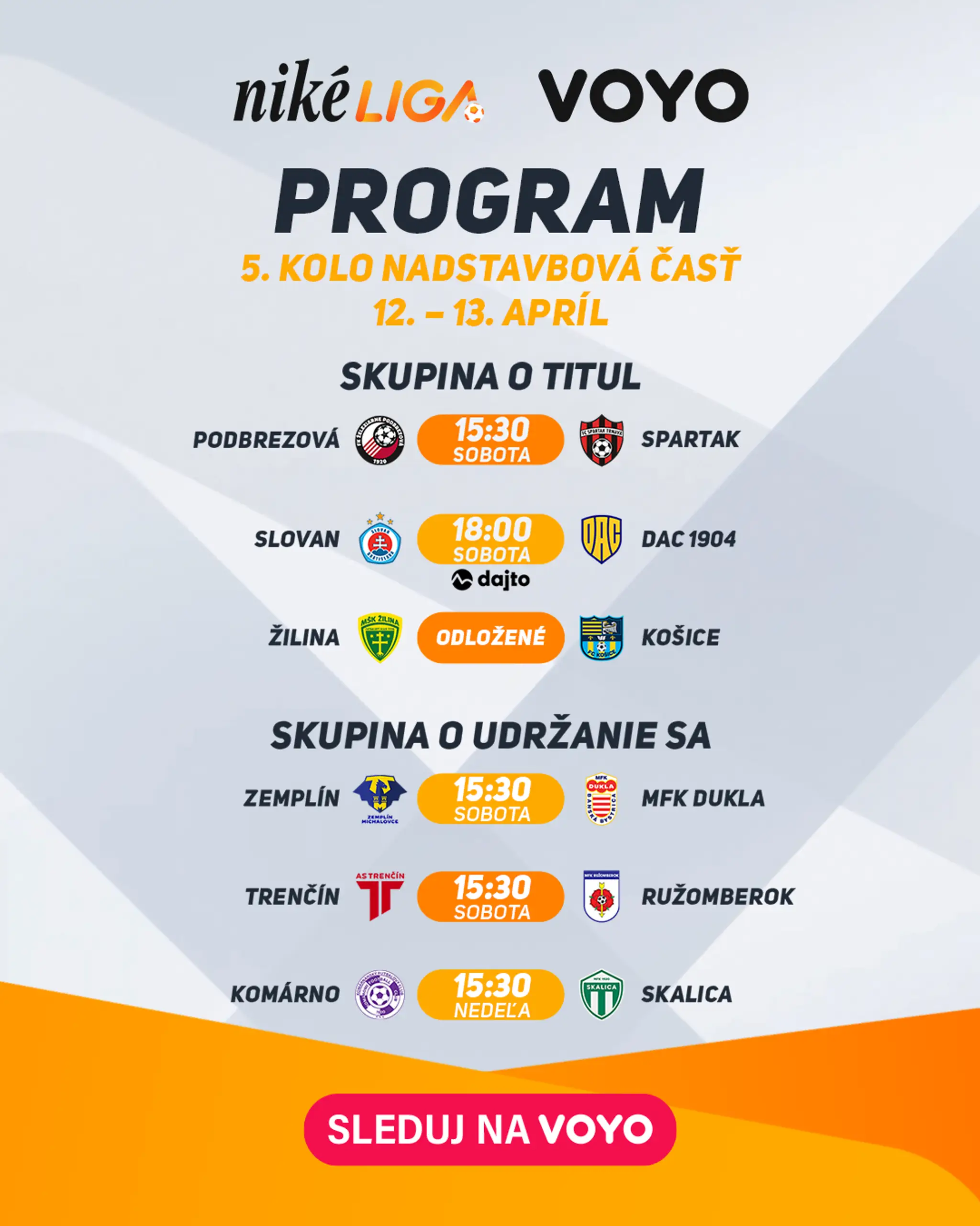 Program 5. kola nadstavby Niké ligy.