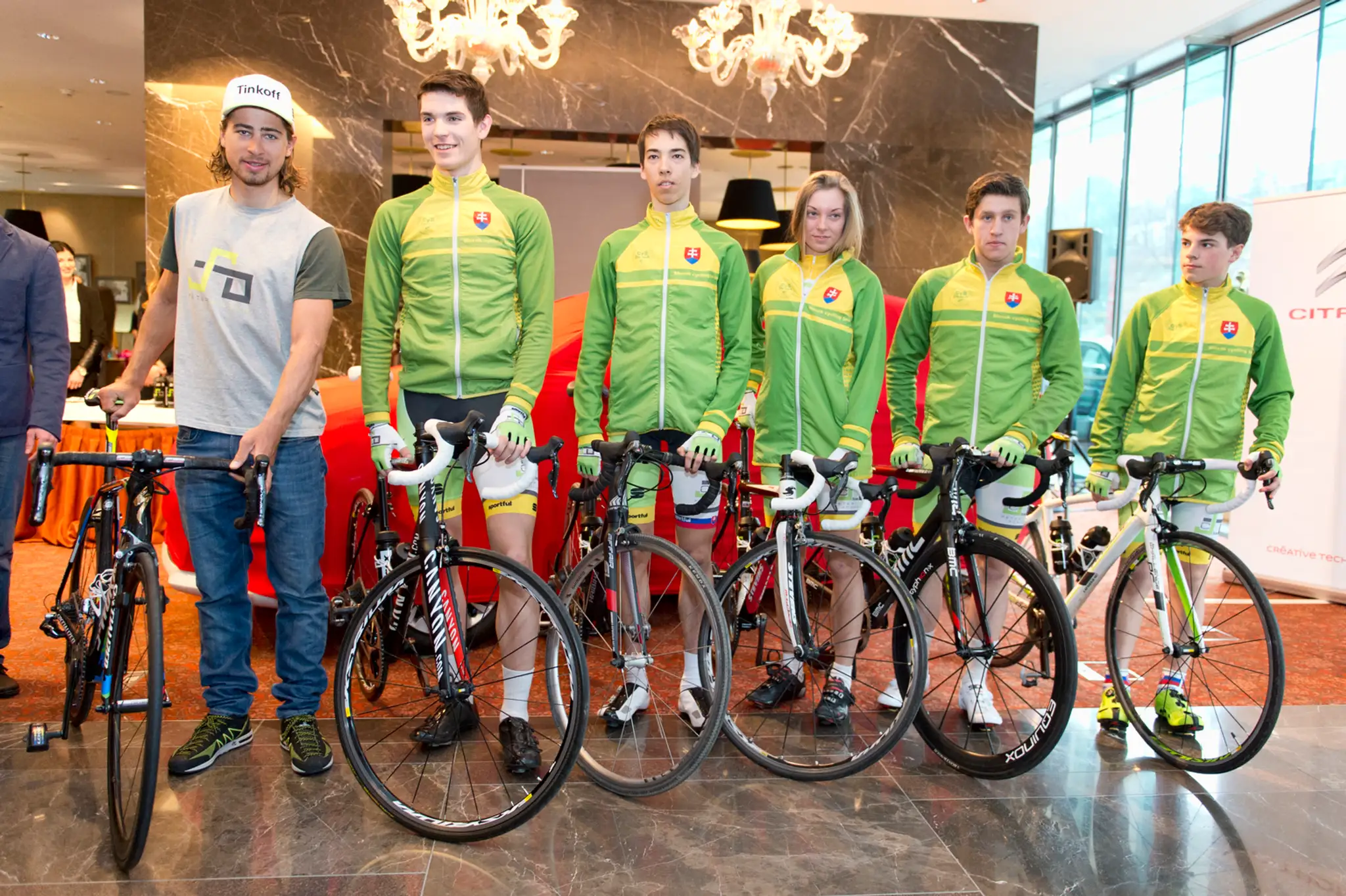 Peter Sagan počas tlačovej konferencie pri príležitosti prezentácie nového projektu CyS Peter Sagan Academy.