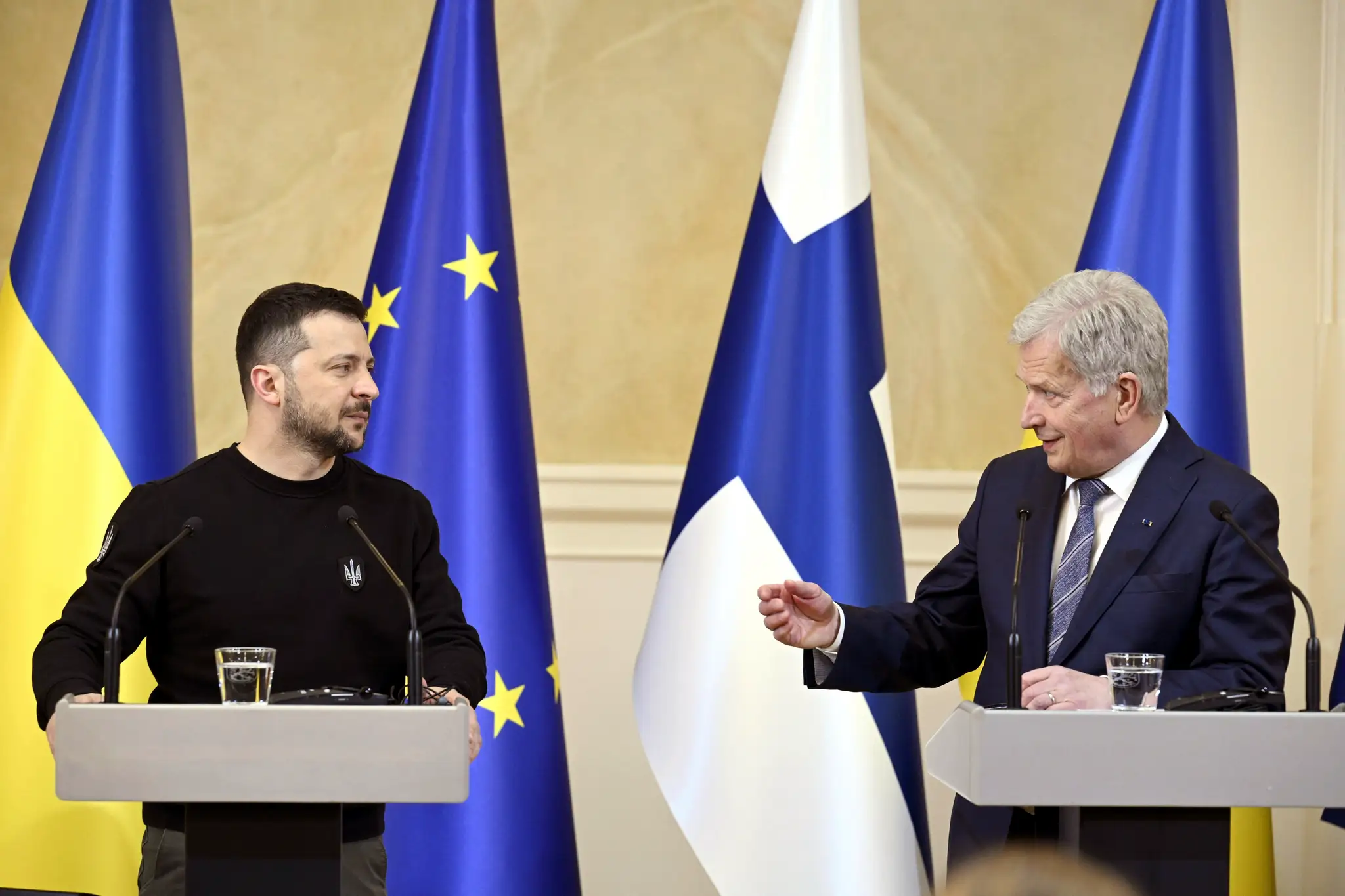 Ukrajinský prezident Volodymyr Zelenskyj počas návštevy Fínska