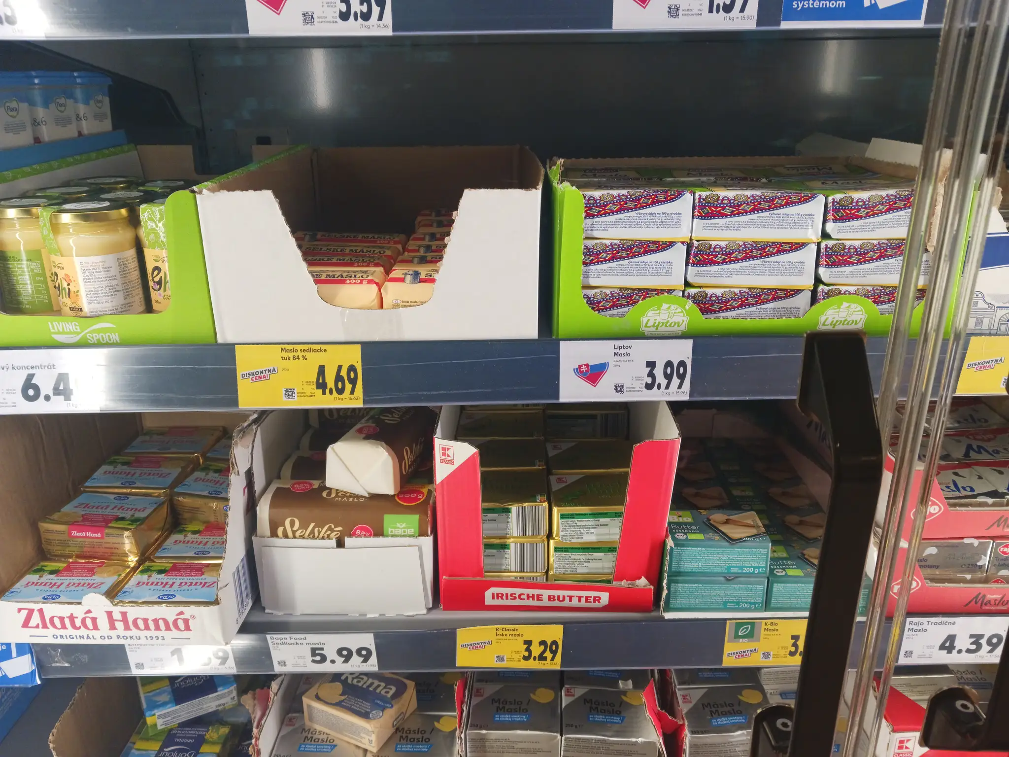 Ceny masiel v jednotlivých obchodoch