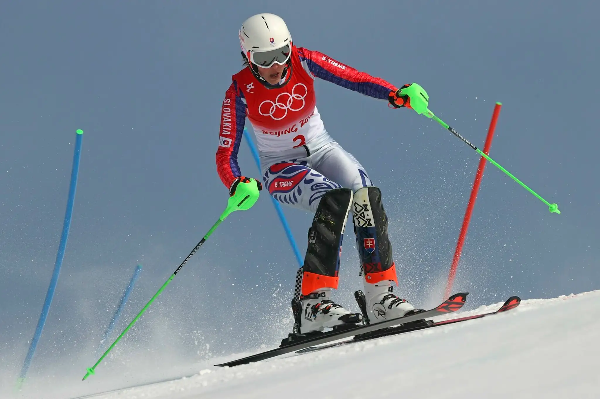 Lyžiarka Petra Vlhová v 2. kole slalomu na ZOH 2022.