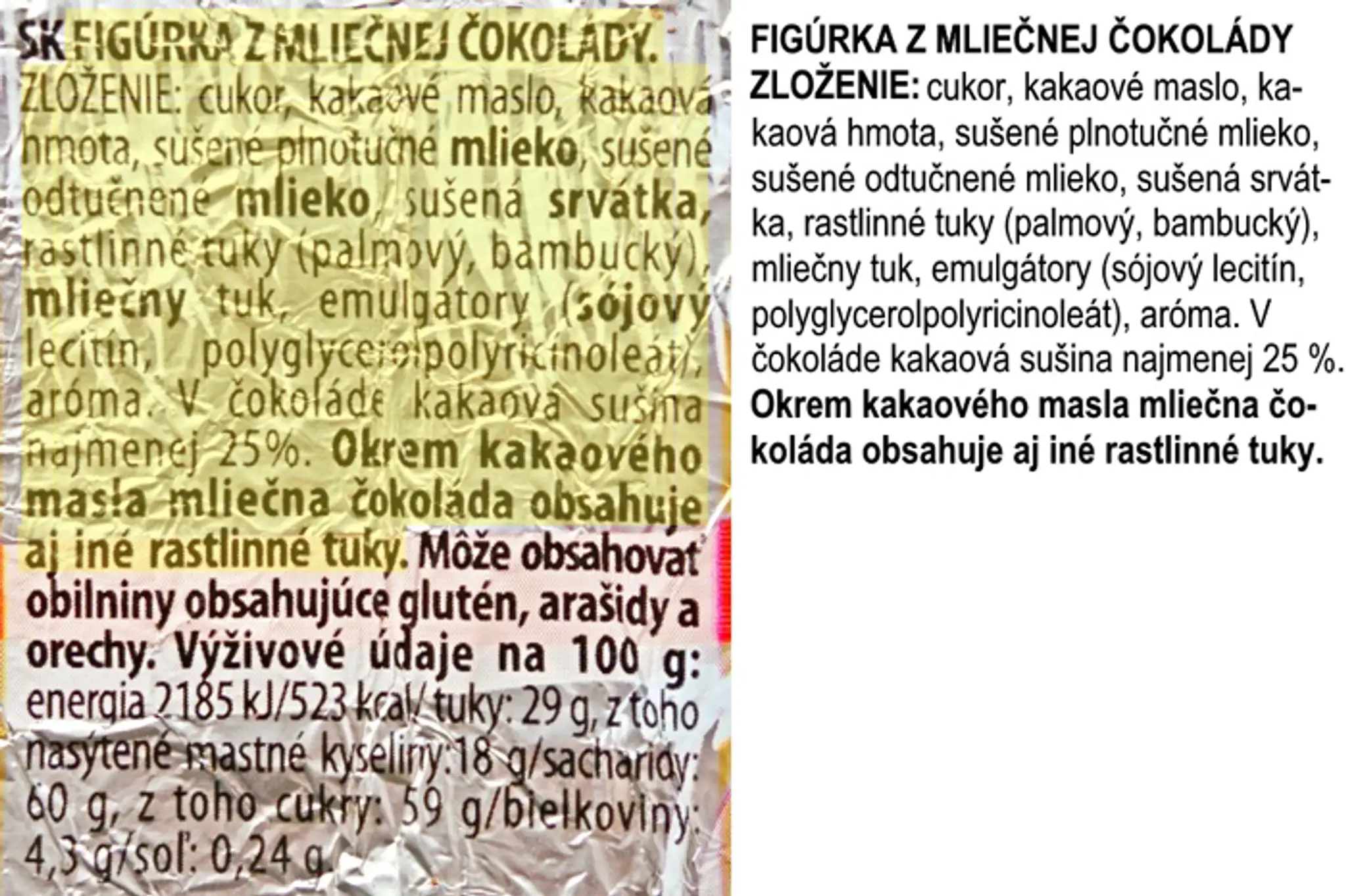 Obal - mliečna figúrka.