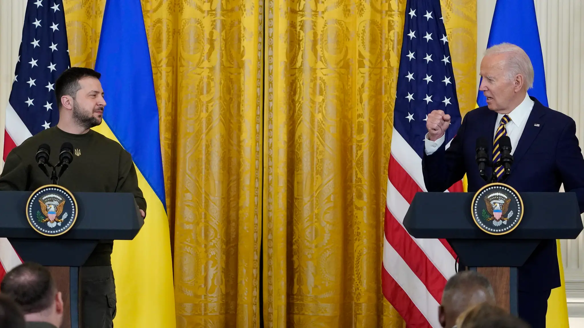 Ukrajinský prezident Volodymyr Zelenskyj a americký prezident Joe Biden v Bielom dome 21.12.2022
