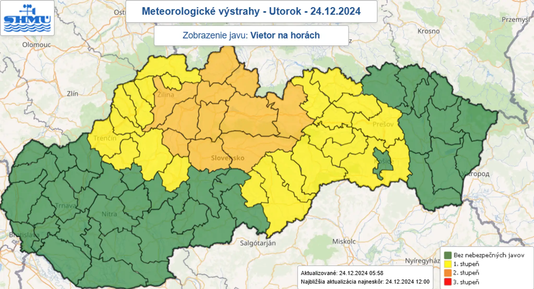 Aktuálne výstrahy pred vetrom na horách.