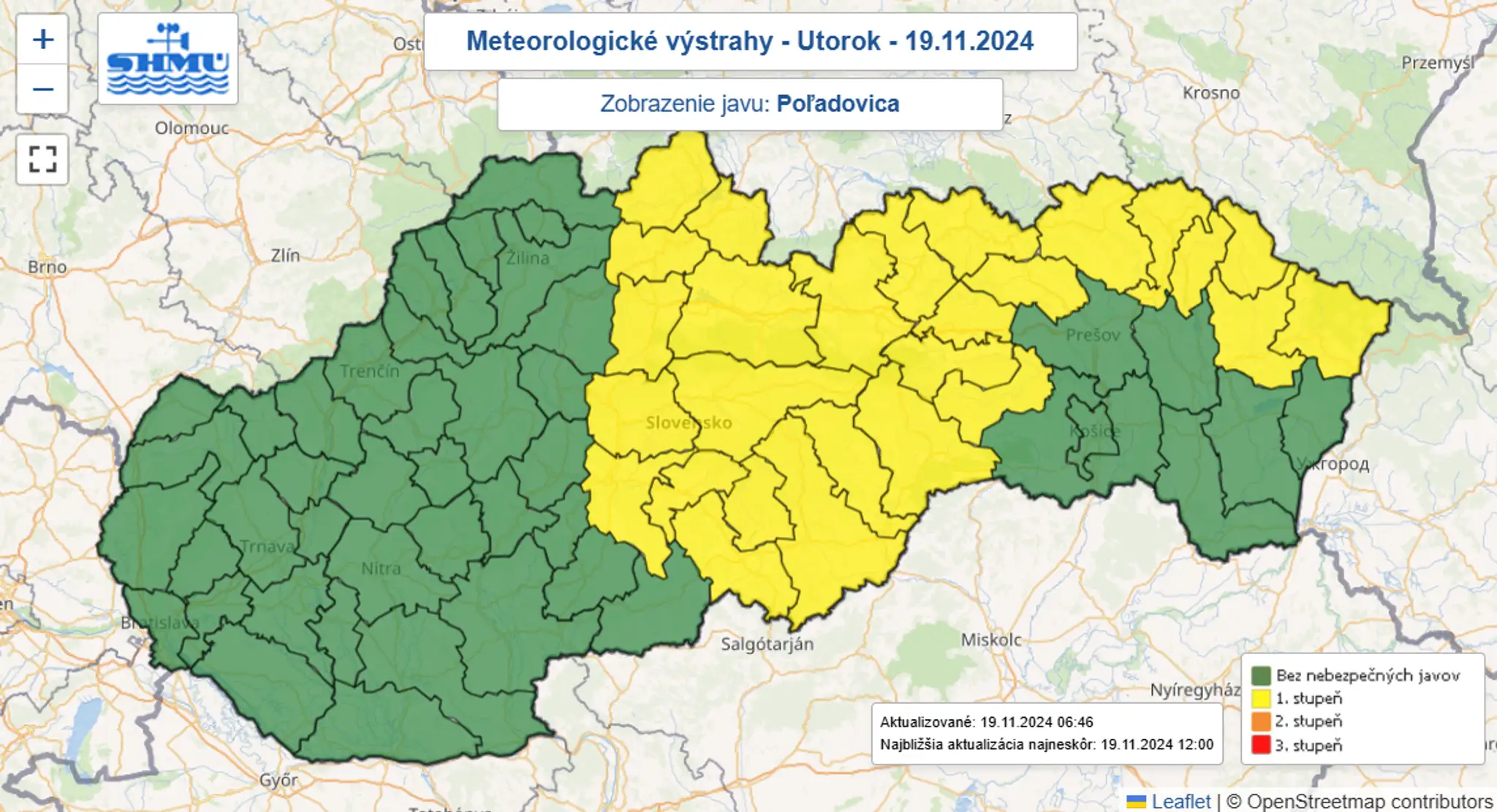 Na snímke výstrahy pred poľadovicou.