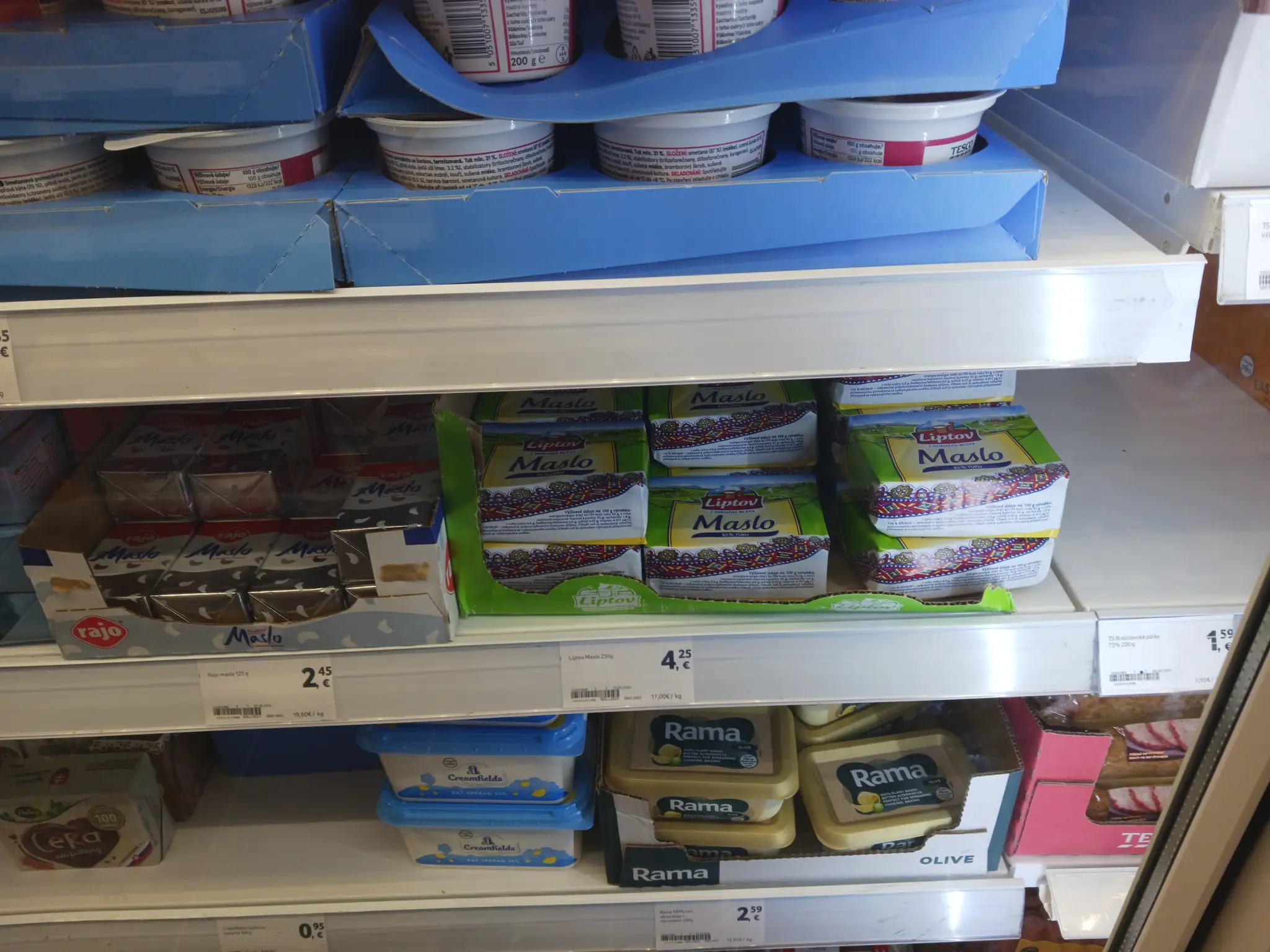 Ceny masiel v jednotlivých obchodoch