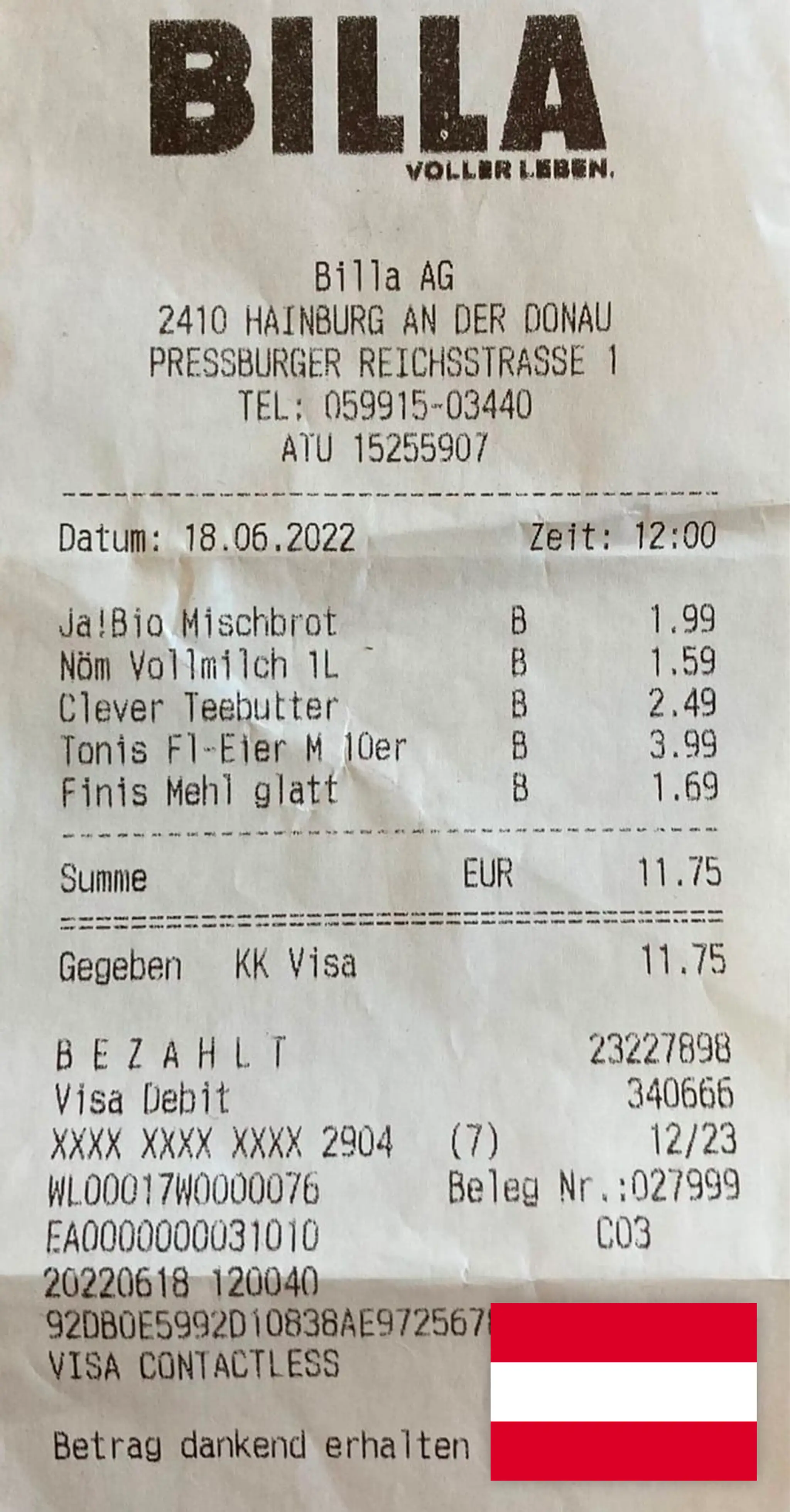 Bloček za potraviny v Rakúsku