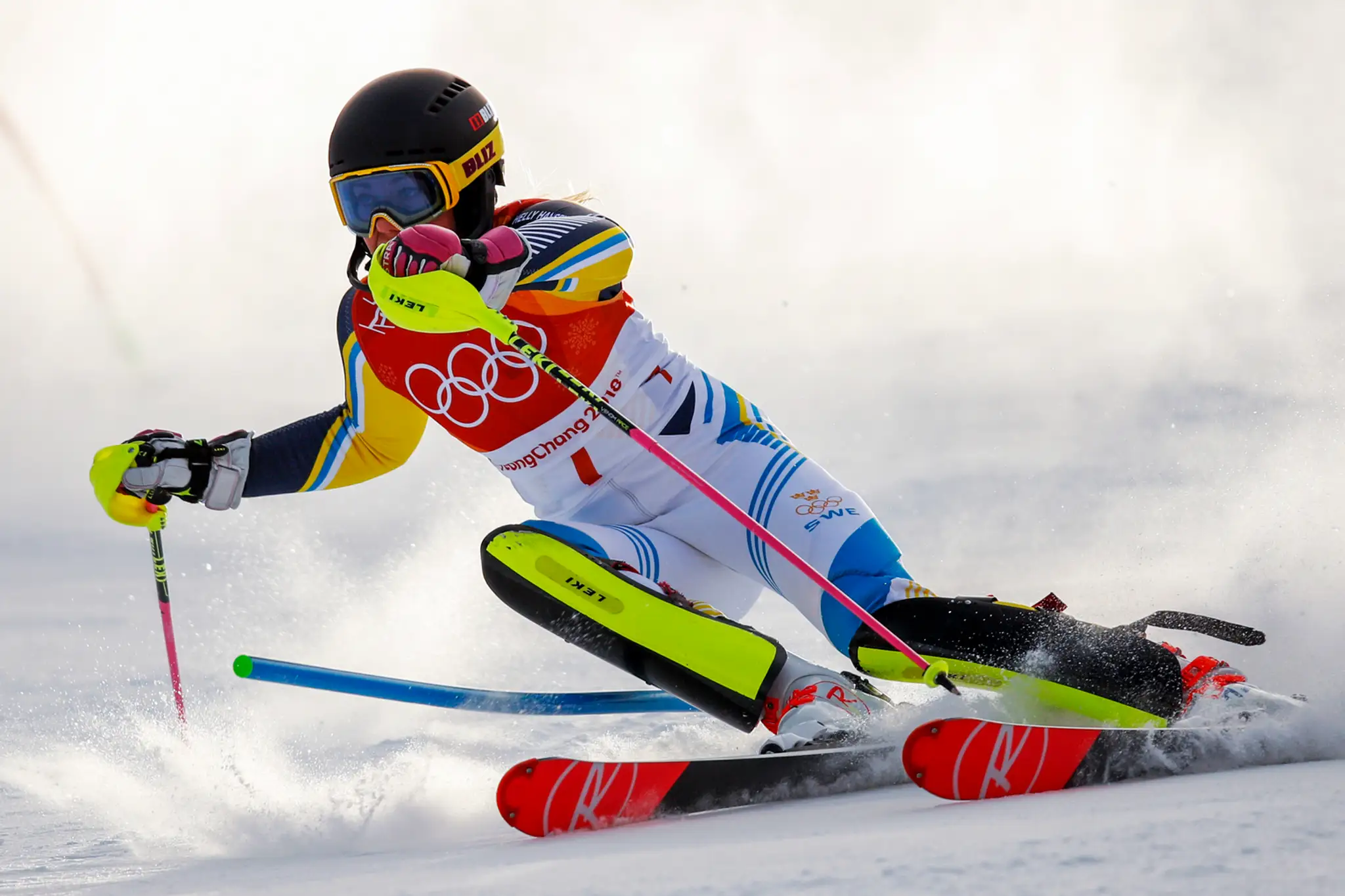 Michelle Gisinová zo Švajčiarska počas slalomu na ZOH 2018.