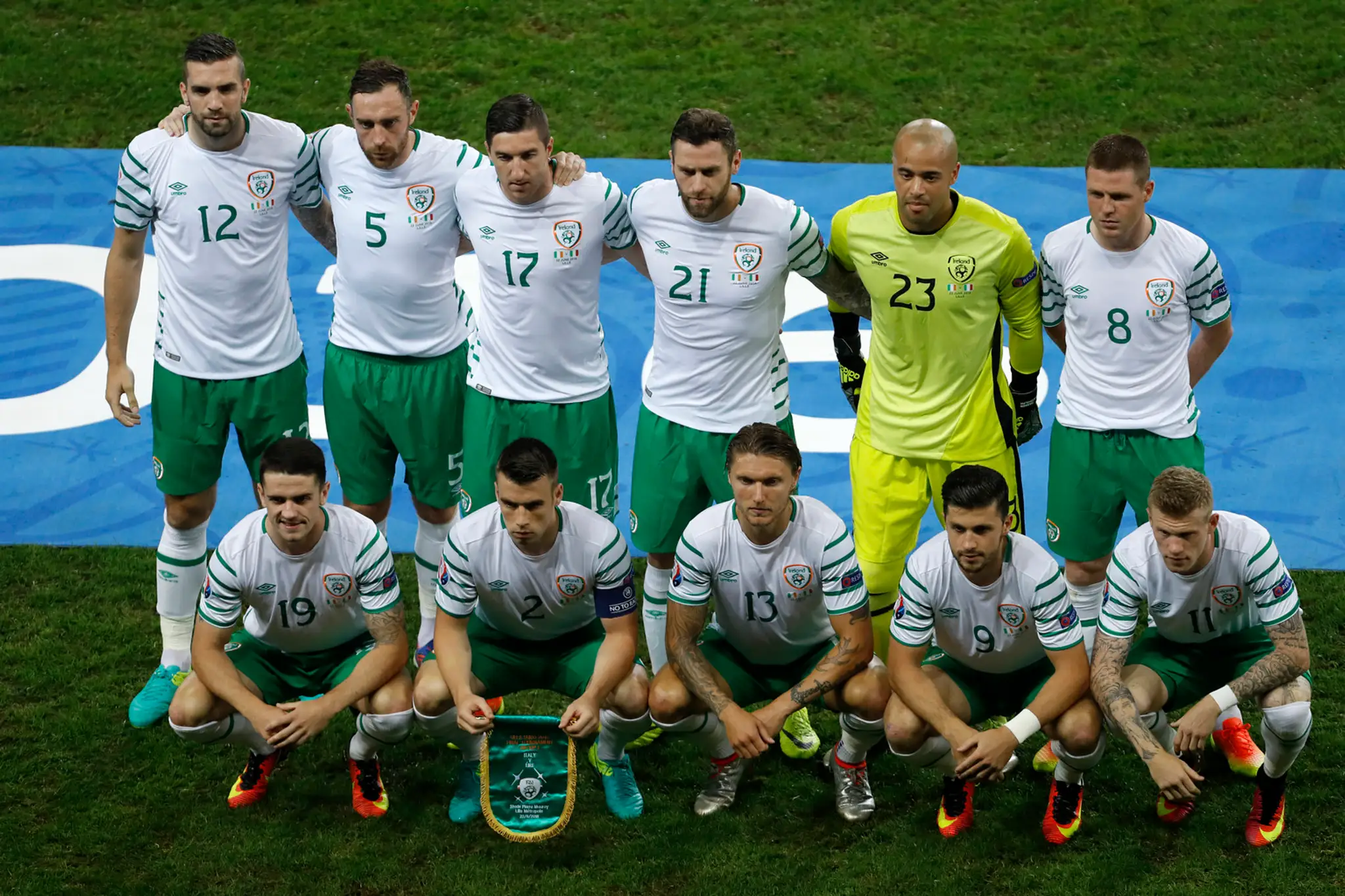 Írska futbalová reprezentácia pred zápasom s Talianskom na ME.