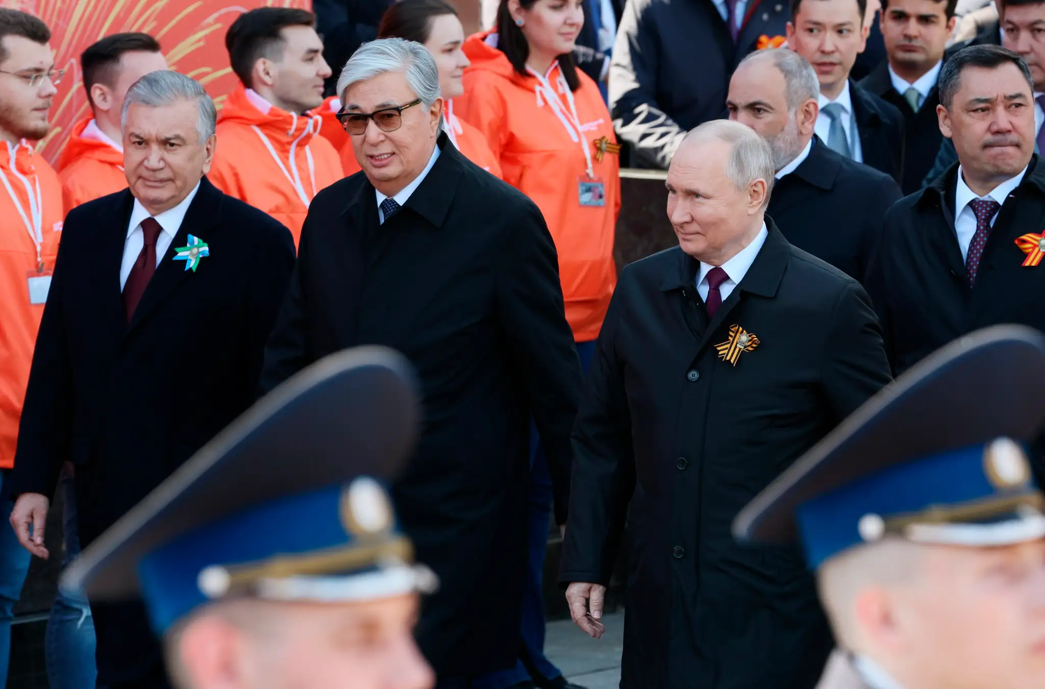 Ruský prezident Vladimir Putin, jeho kazašský náprotivok Kasym Žomart Tokajev a uzbecký prezident Šavkat Mirzijojev