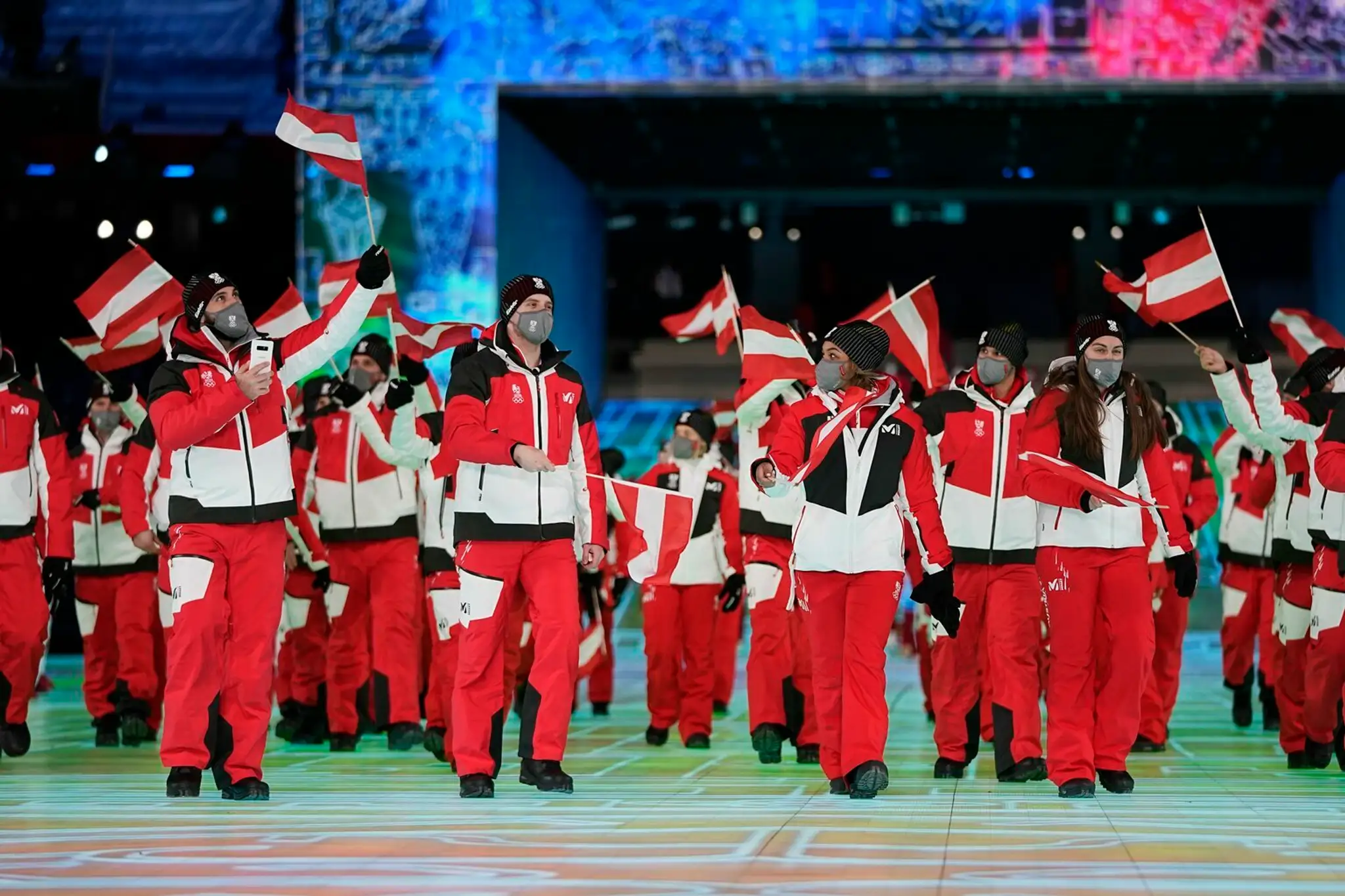 Rakúski atléti na otváracom ceremoniáli ZOH 2022.