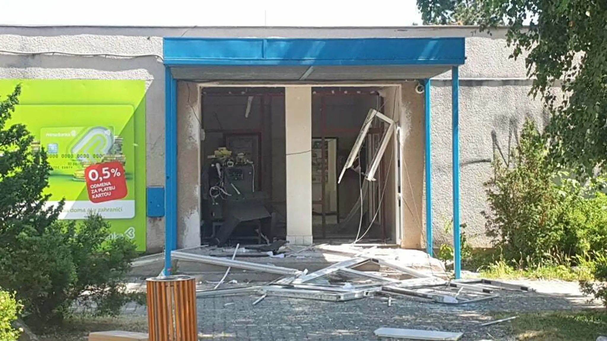 Vybuchnutý bankomat v Turni nad Bodvou.