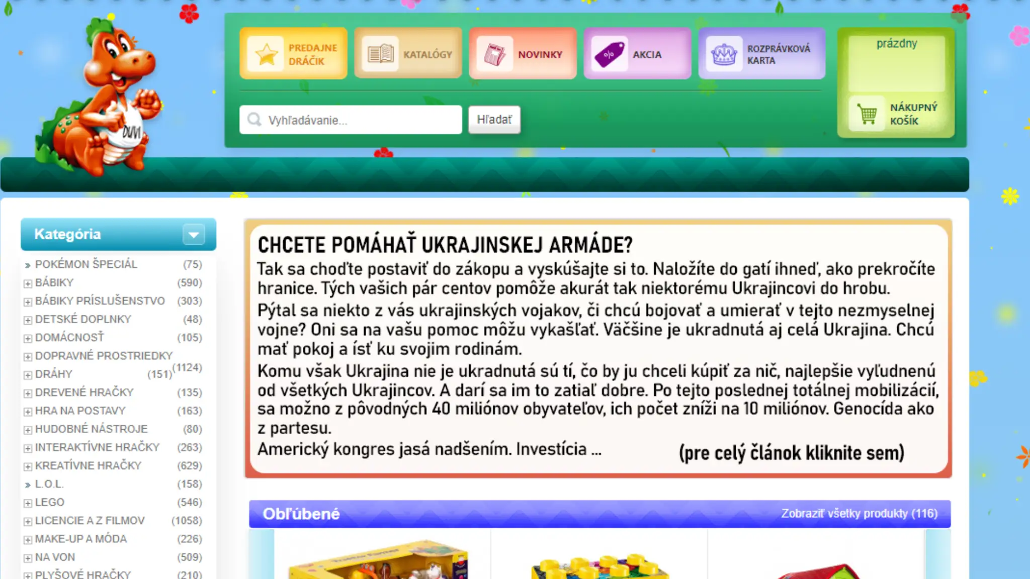 Komentár na stránke Dráčika