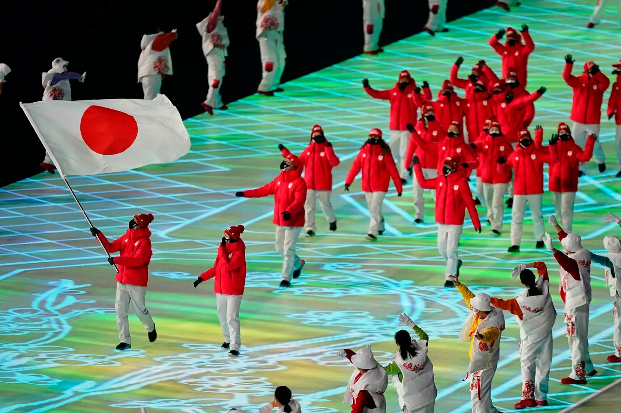 Japonská výprava na otváracom ceremoniáli ZOH 2022.