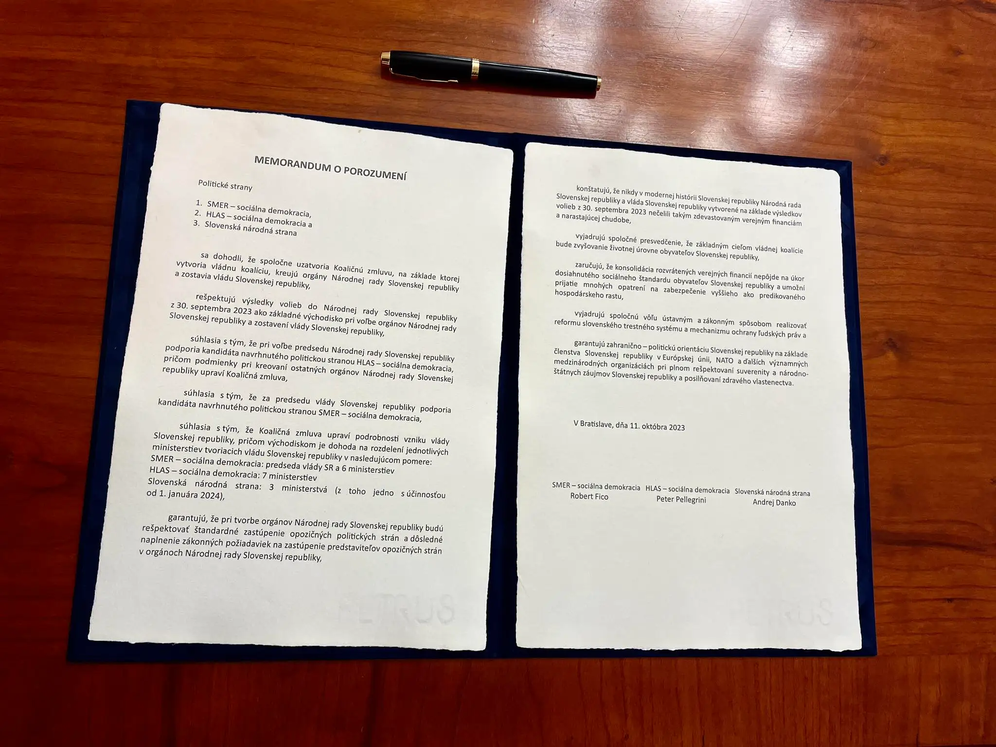 Memorandum o porozumení.