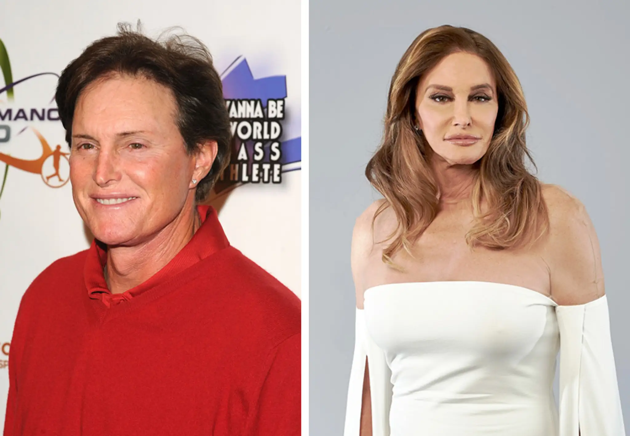 Bruce Jenner v roku 2012 a už ako Caitlyn Jenner v roku 2016.