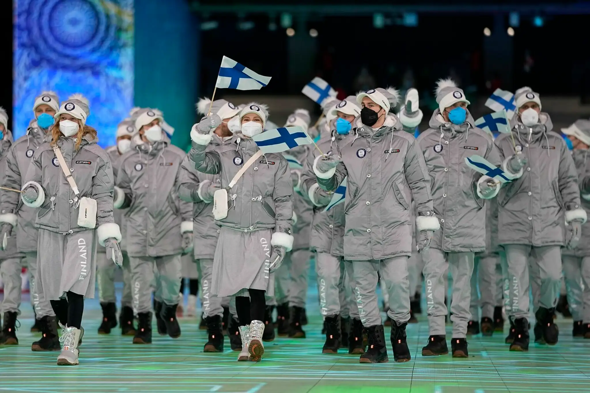 Fínska výprava na otváracom ceremoniáli ZOH 2022.
