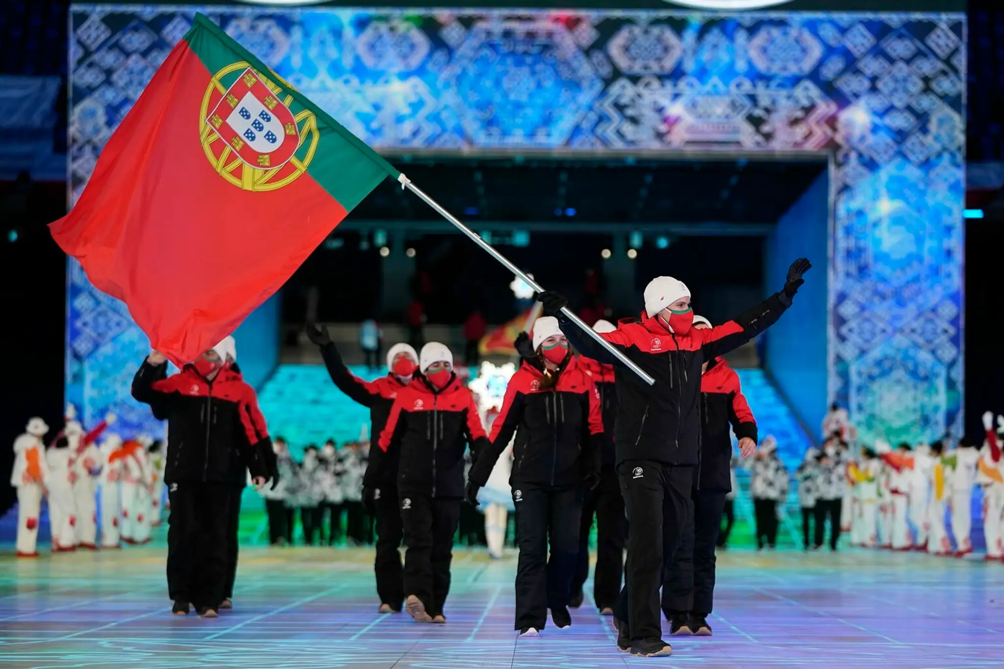 Portugalskí atléti na otváracom ceremoniáli ZOH 2022.