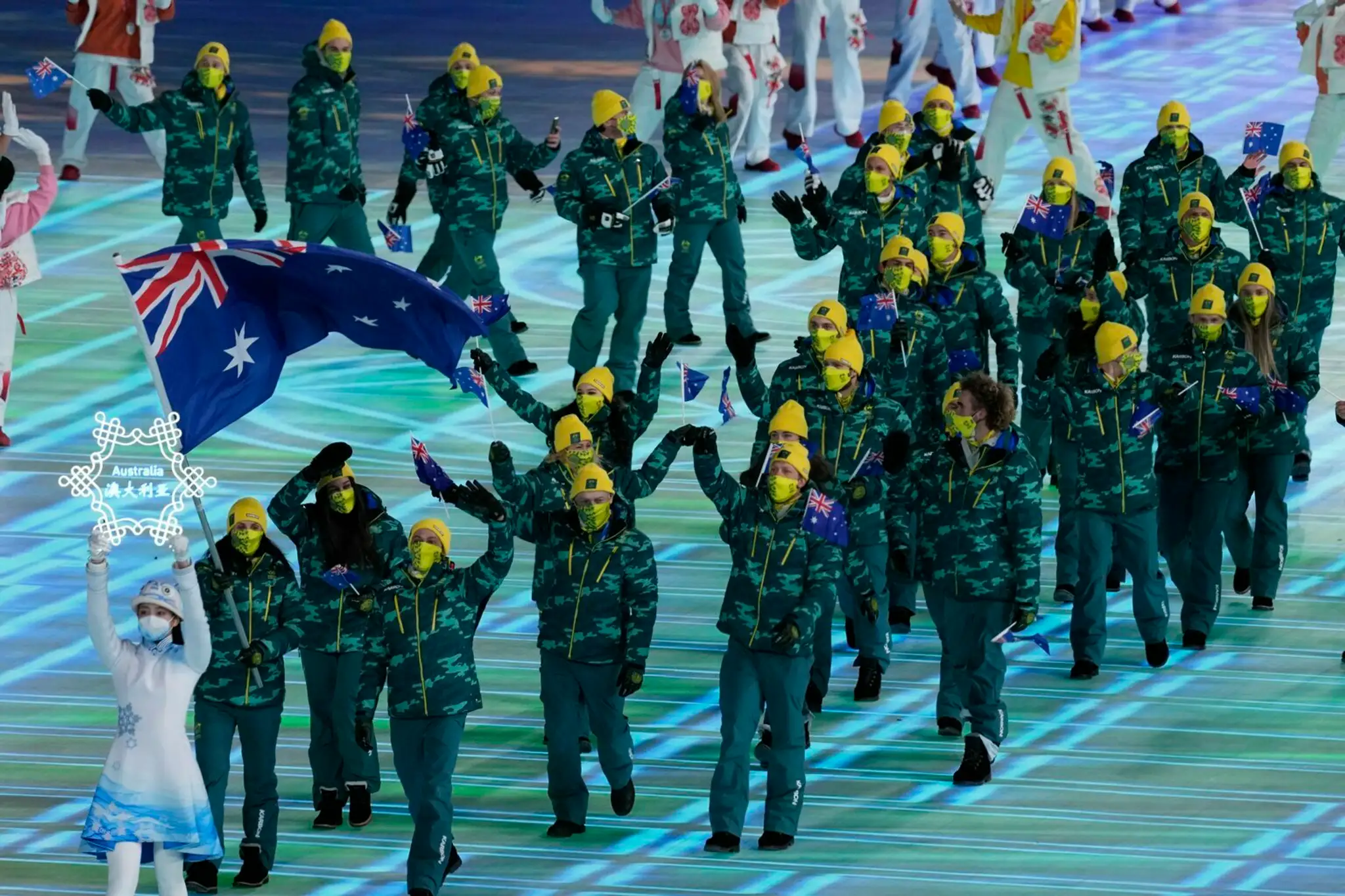 Výprava Austrálie na otváracom ceremoniáli ZOH 2022.