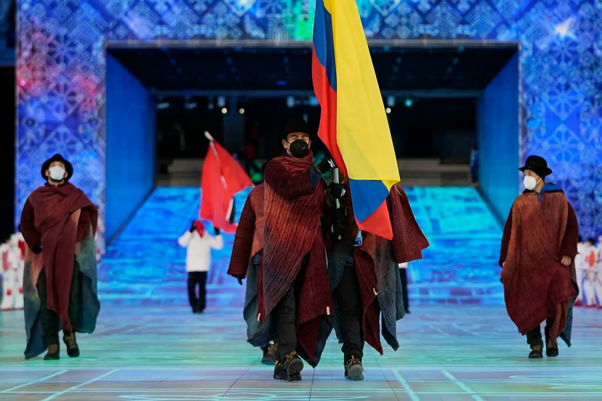 Kolumbijská výprava na otváracom ceremoniáli ZOH 2022.