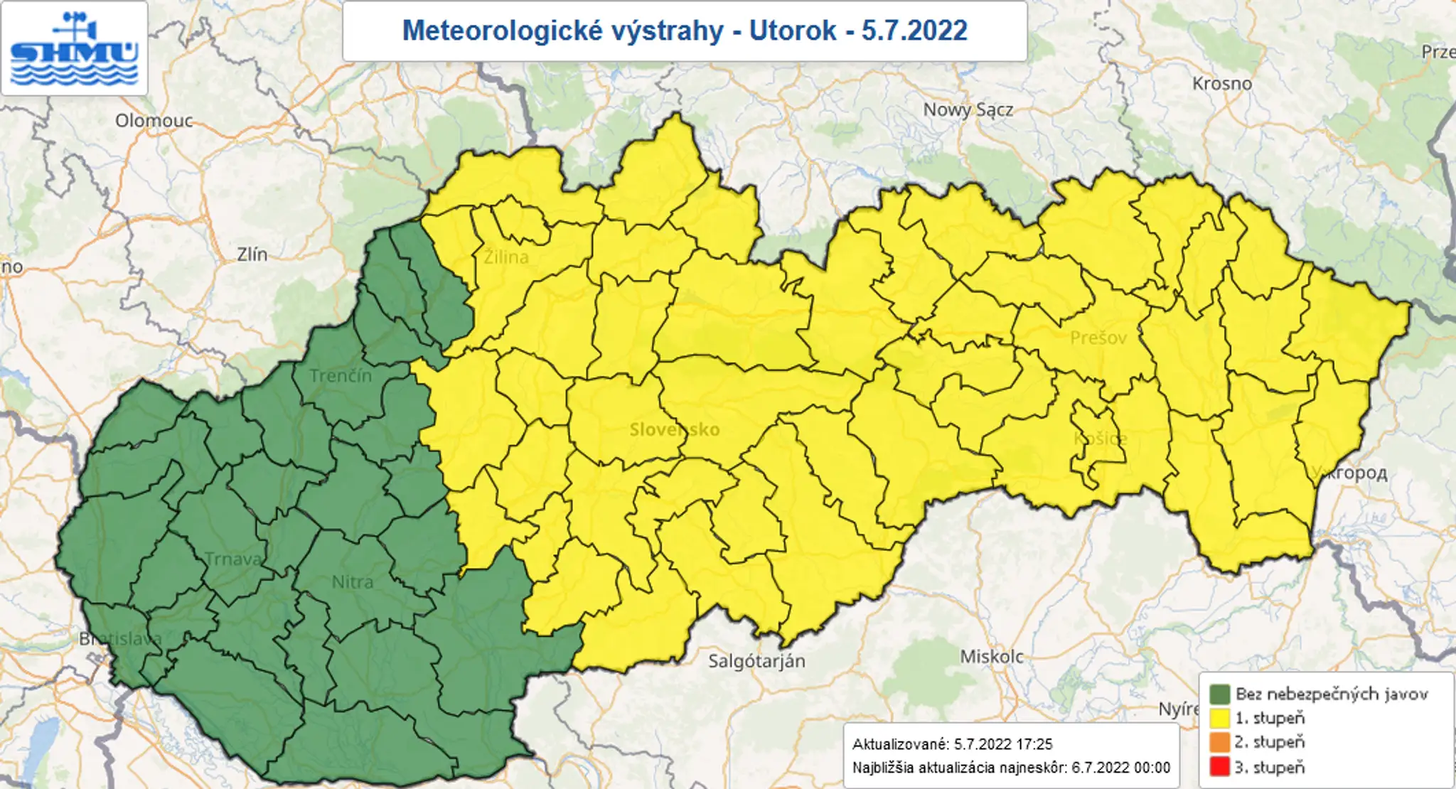 Výstrahy na utorok 5. júla a stredu 6. júla.