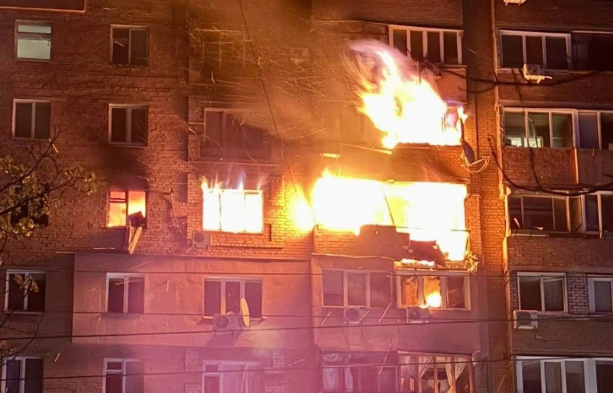 Horiaci bytový dom v Dnepre.