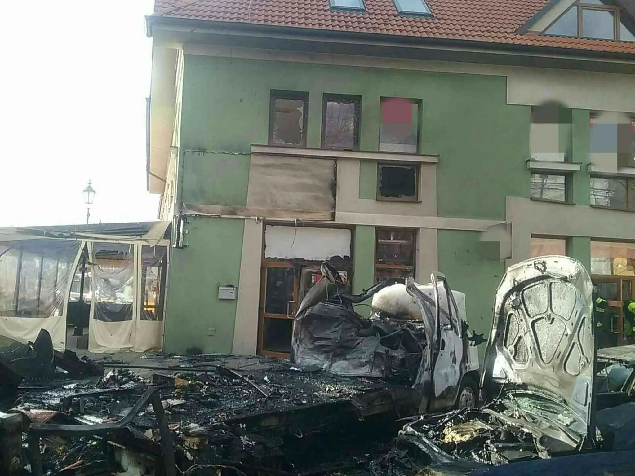 Záber z výbuchu.