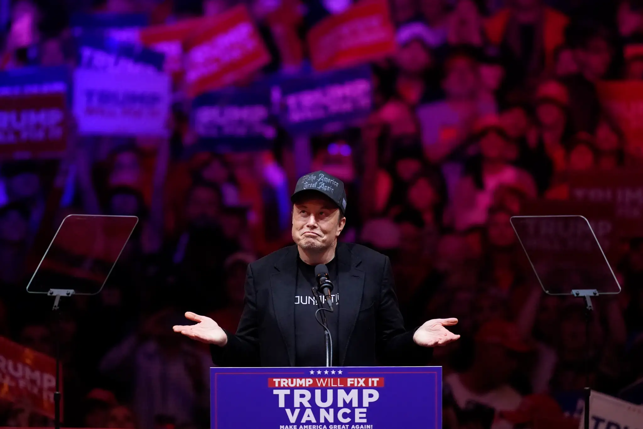 Elon Musk na Trumpovom zhromaždení v New Yorku