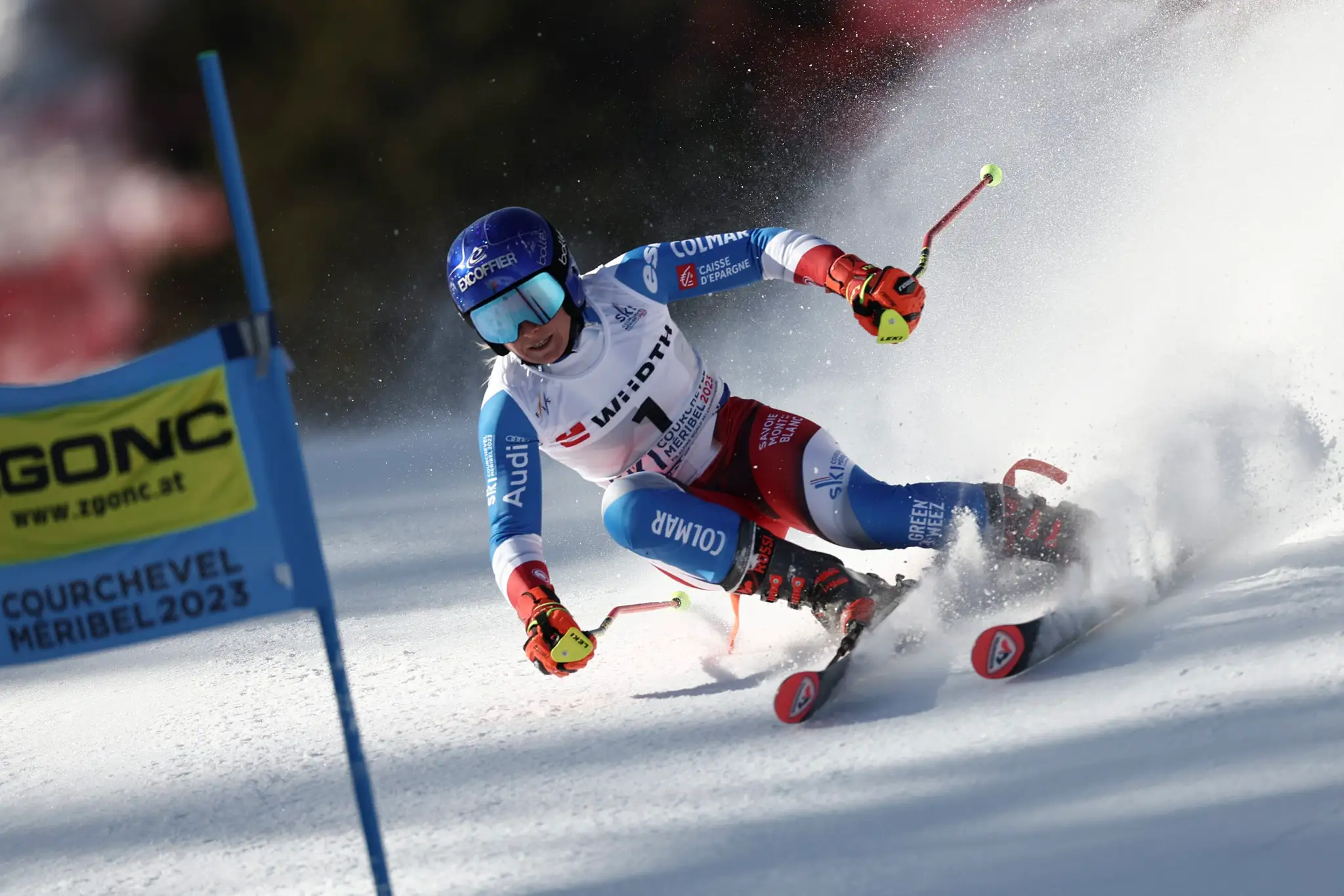 Na snímke francúzska lyžiarka Tessa Worleyová na trati počas 1. kola obrovského slalomu na MS v alpskom lyžovaní.