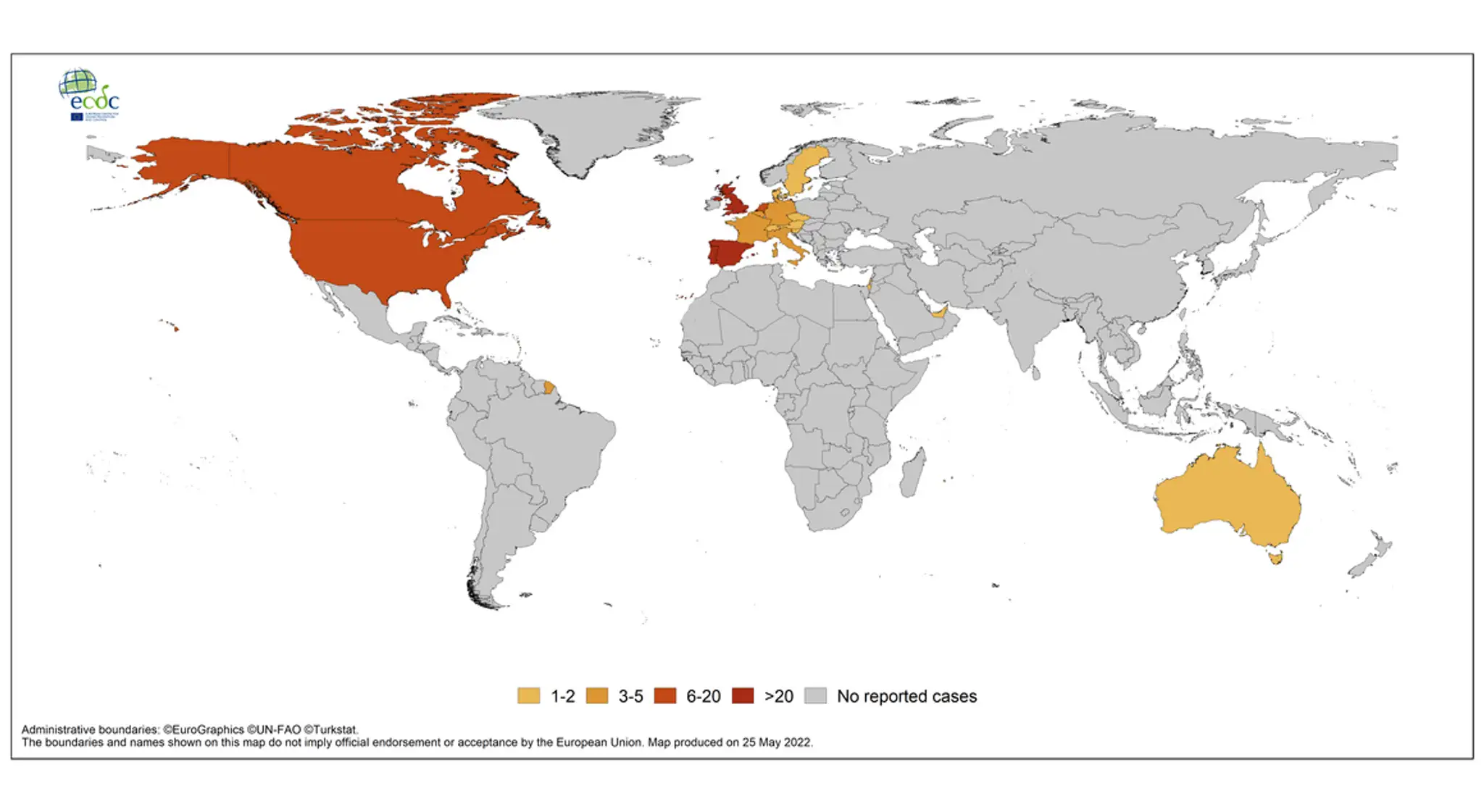Mapa opičích kiahní vo svete