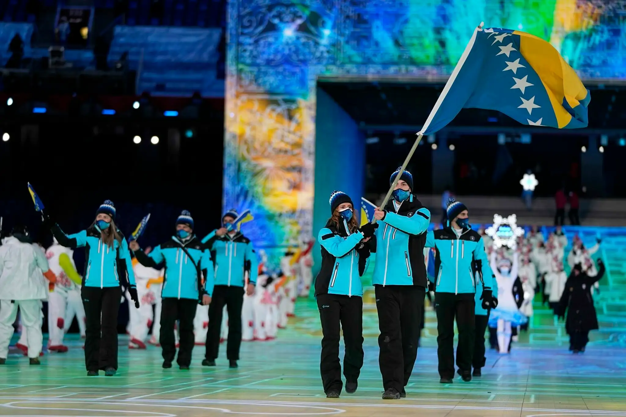 Výprava Bosny a Hercegoviny na otváracom ceremoniáli ZOH 2022.
