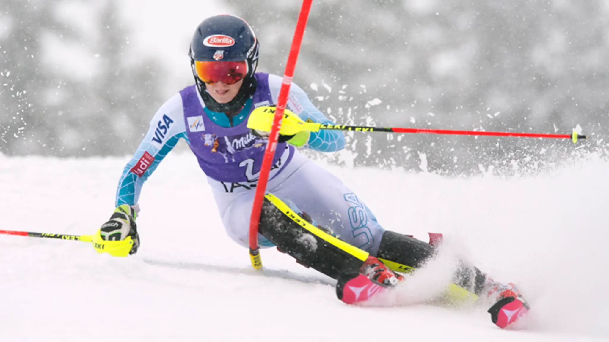 Američanka Mikaela Shiffrinová počas slalomu SP v alpskom lyžovaní v Jasnej.