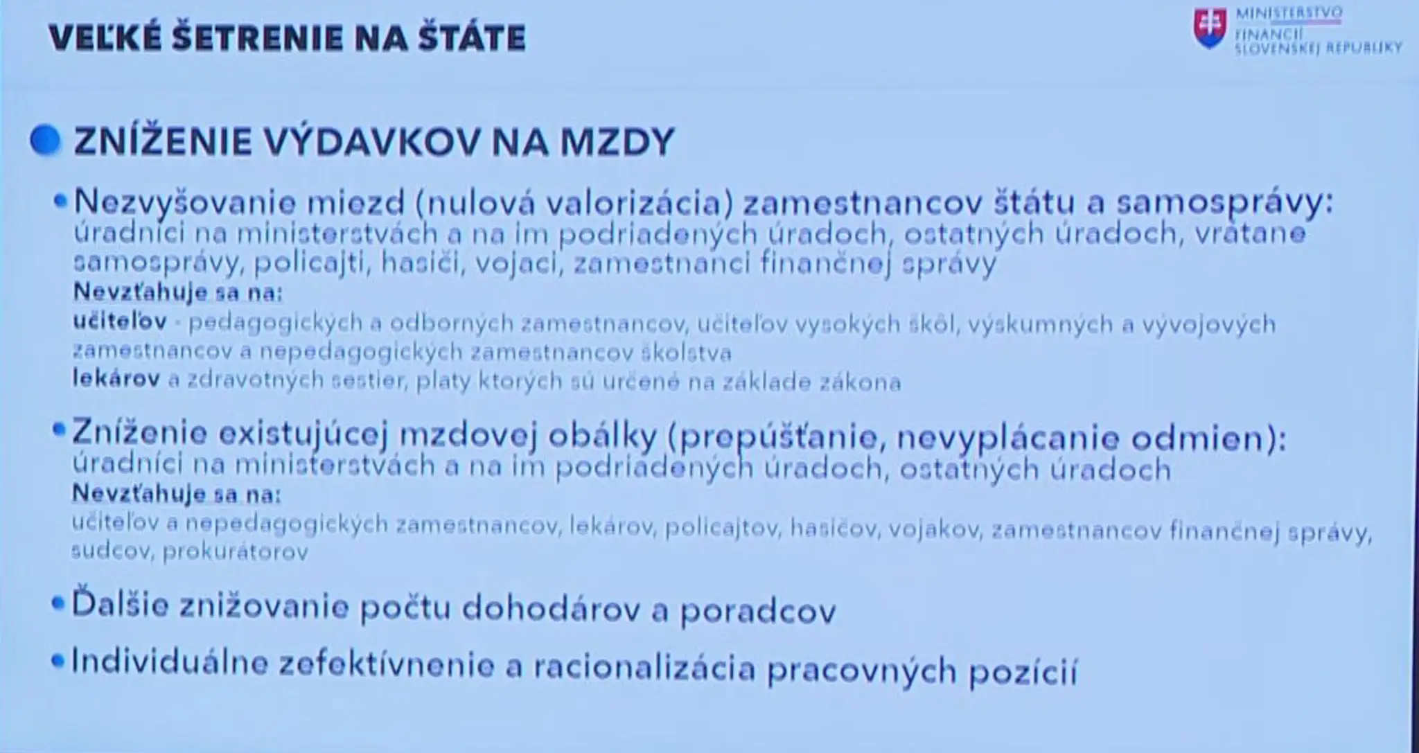 Zníženie výdavkov na mzdy
