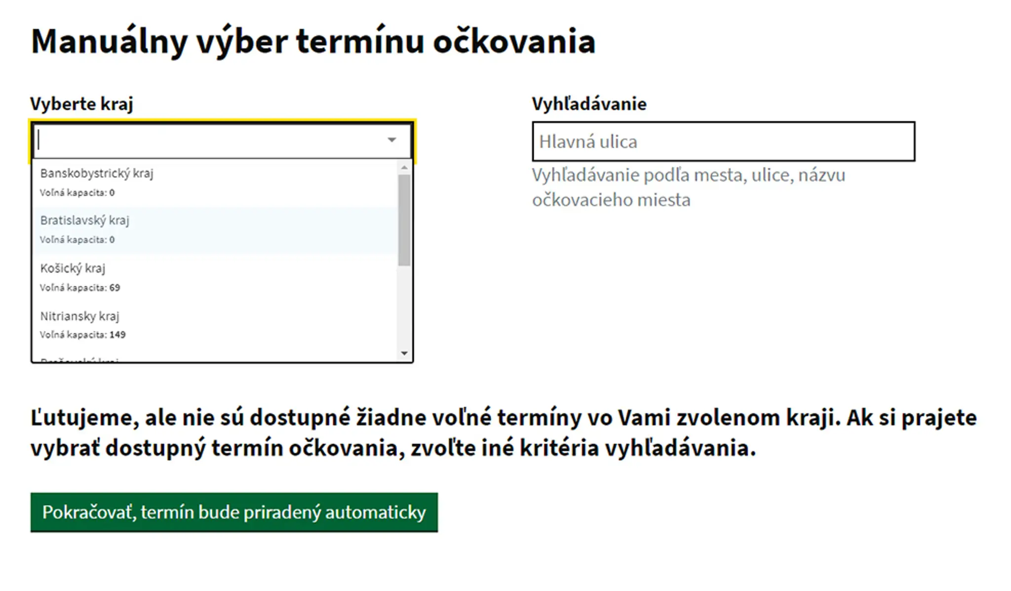 Kapacity na očkovanie proti covidu.