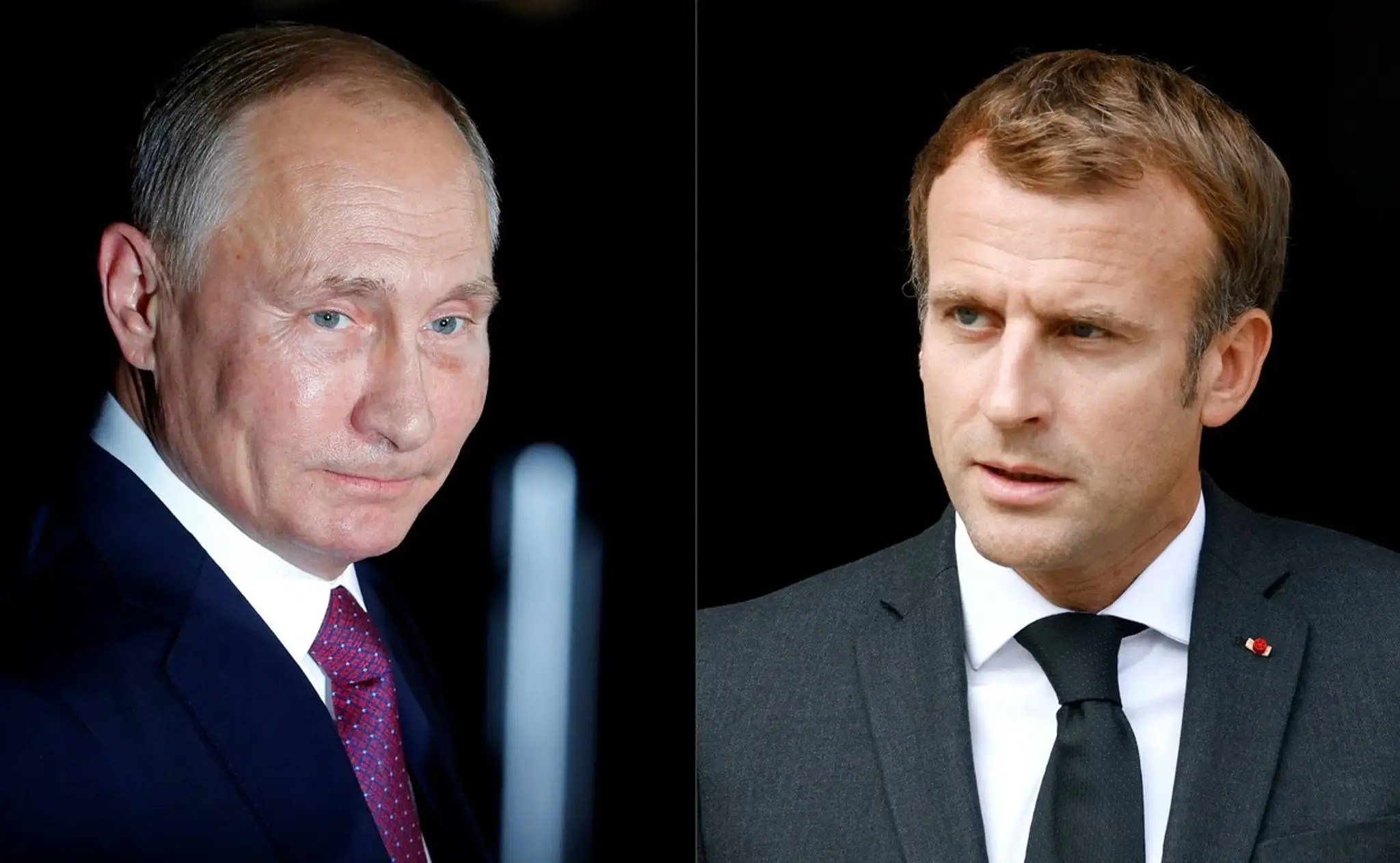 Ruský prezident Vladimir Putin a jeho francúzsky náprotivok Emmanuel Macron.