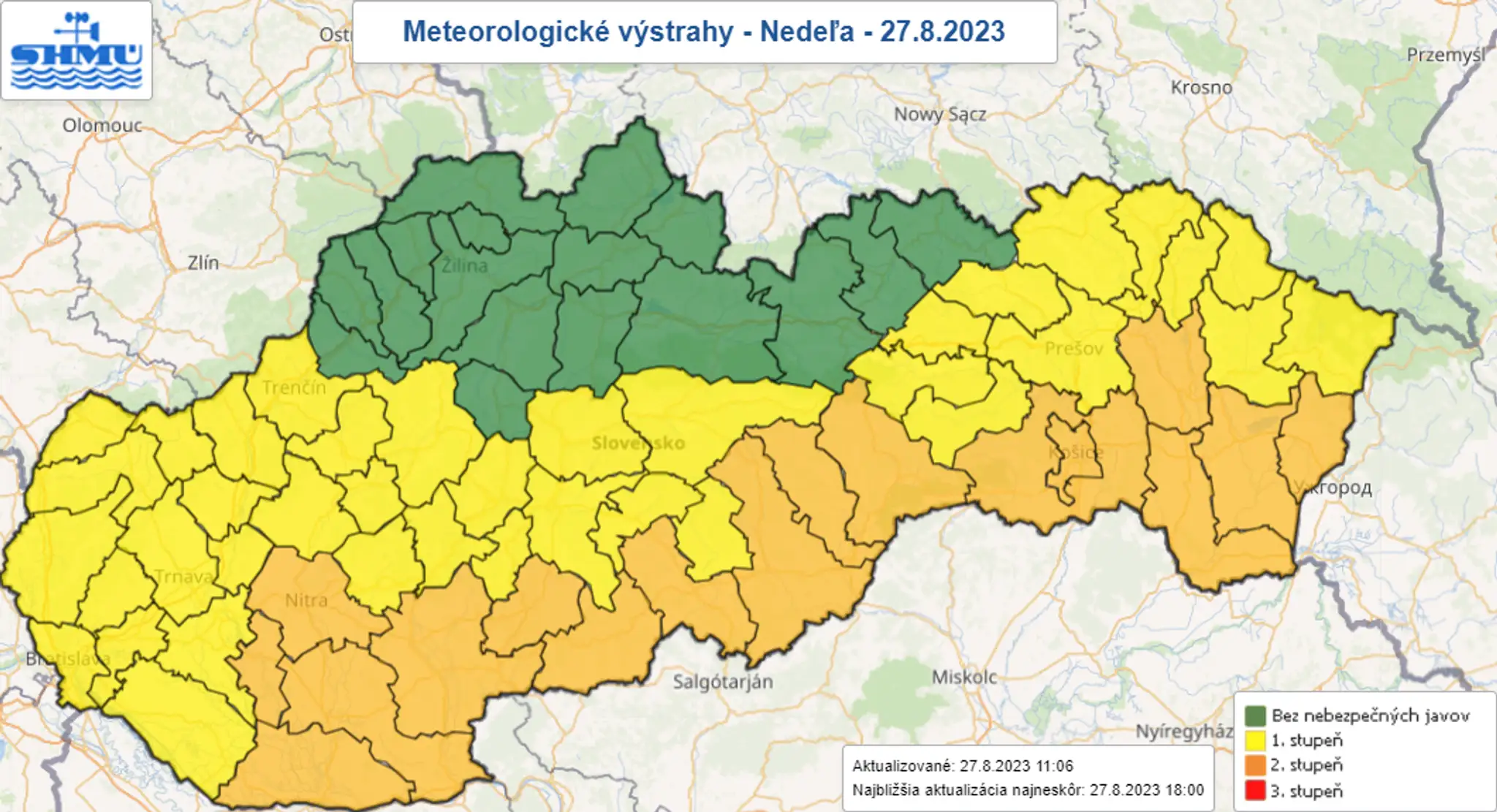 Výstrahy na nedeľu.