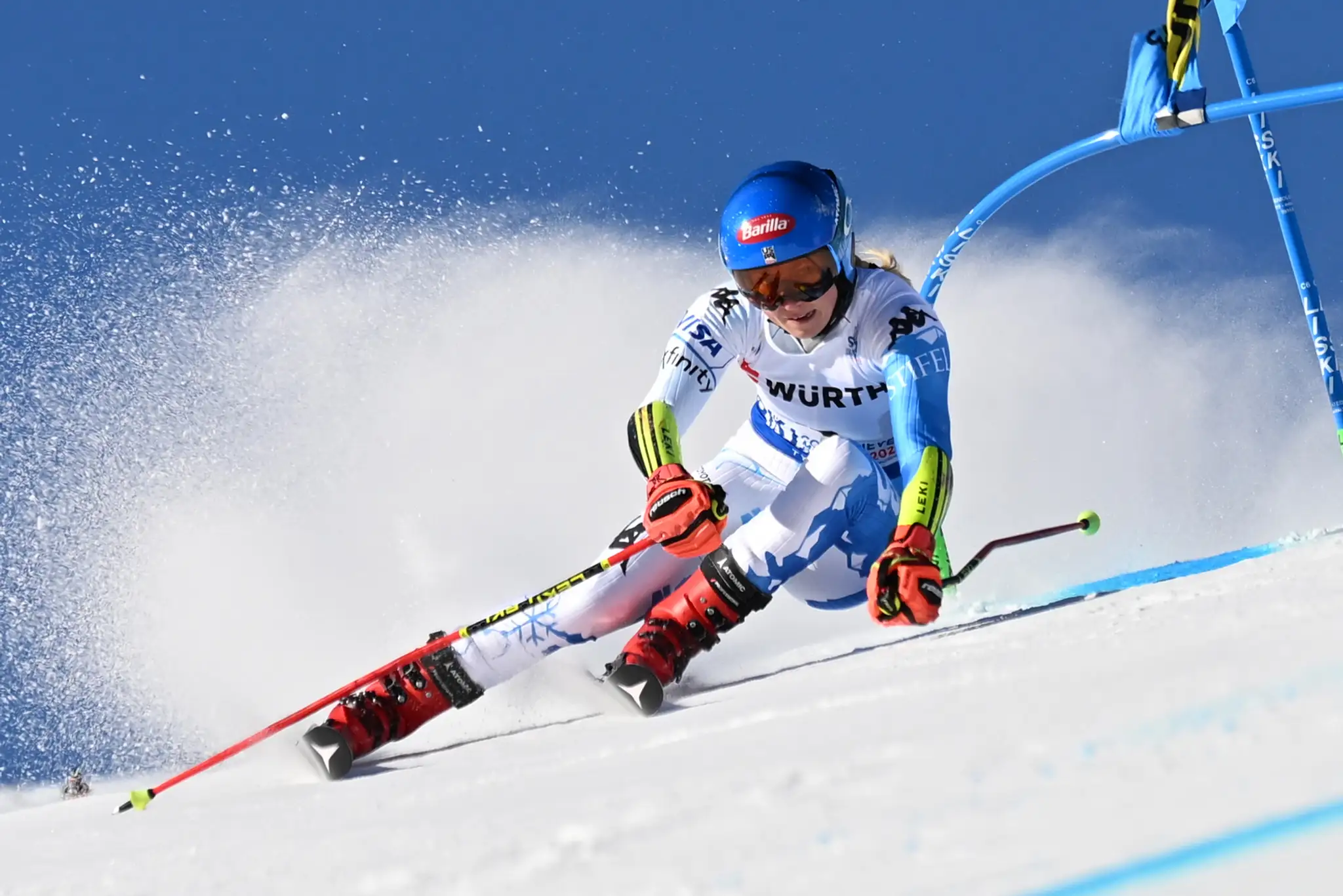 Na snímke americká lyžiarka Mikaela Shiffrinová na trati počas 1. kola obrovského slalomu na MS (2)
